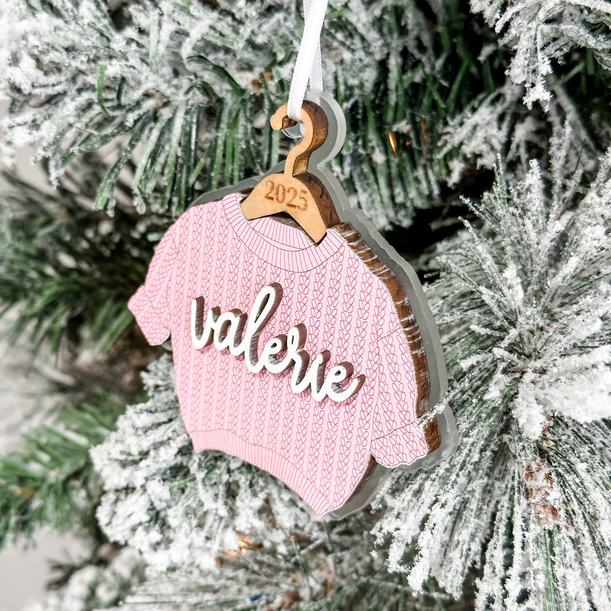The Chunky Sweater • Personalized 3D Wood & Acrylic Ornament • For Family & Friends