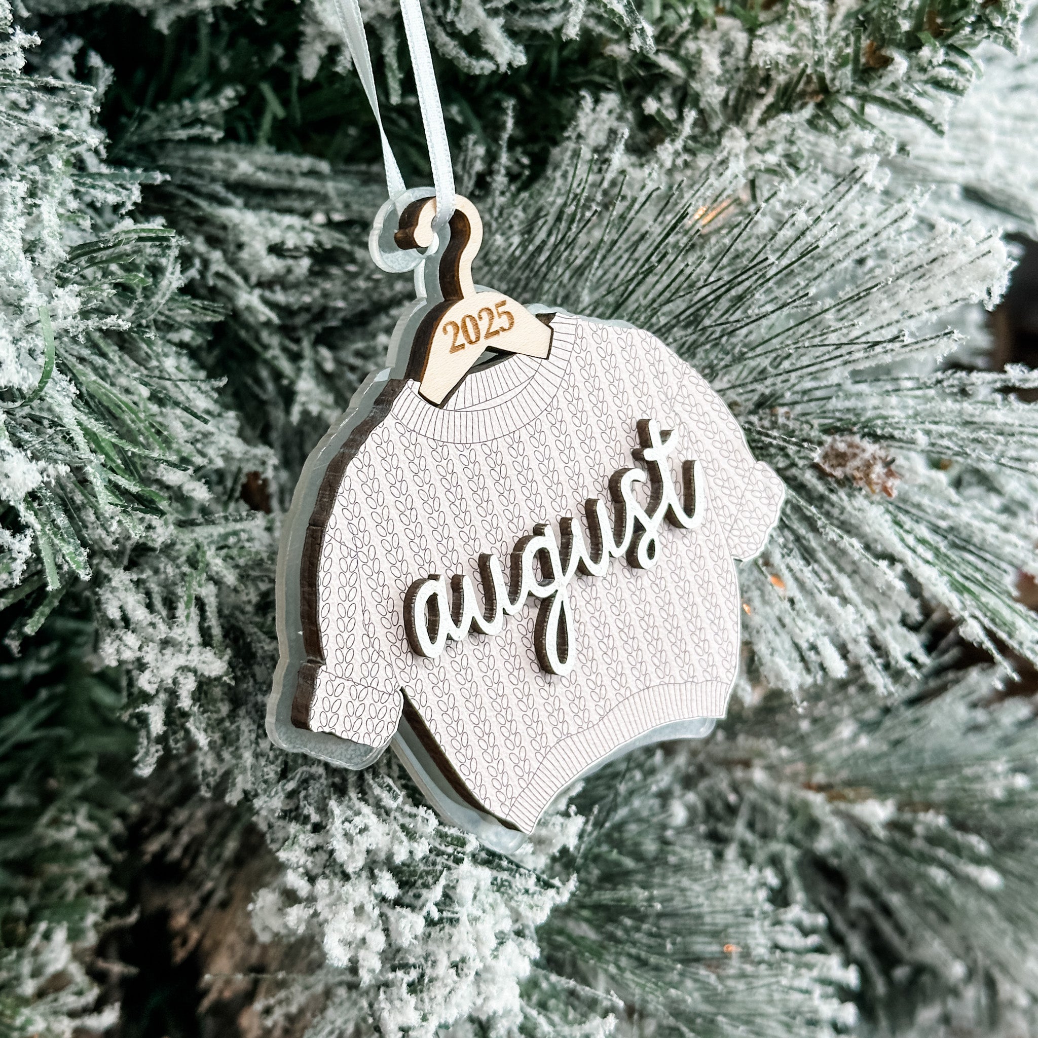 The Chunky Sweater • Personalized 3D Wood & Acrylic Ornament • For Family & Friends
