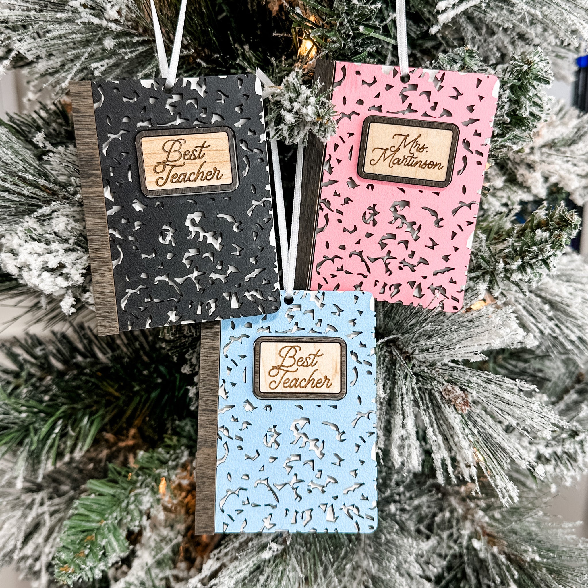 The Notebook Ornament • Personalized 3D Wood Ornament • For Teachers & Students