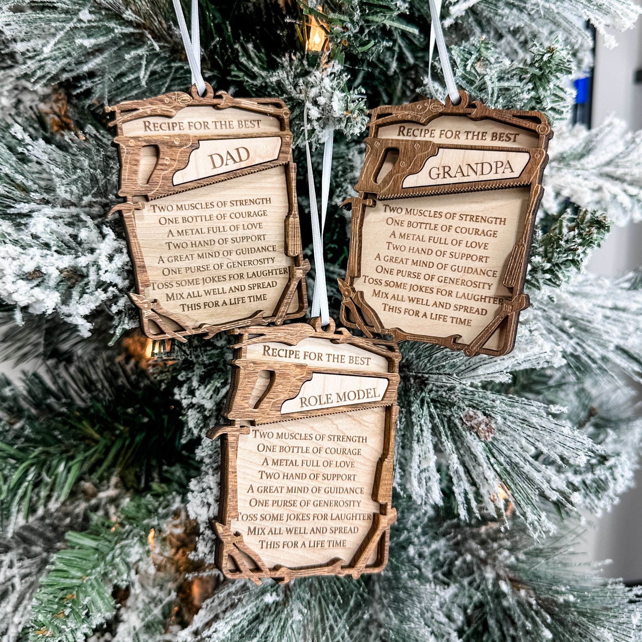 Recipe For The Best Dad/Grandpa/Role Model Ornament • Personalized 3D Wood Ornament • For the People Who Matter
