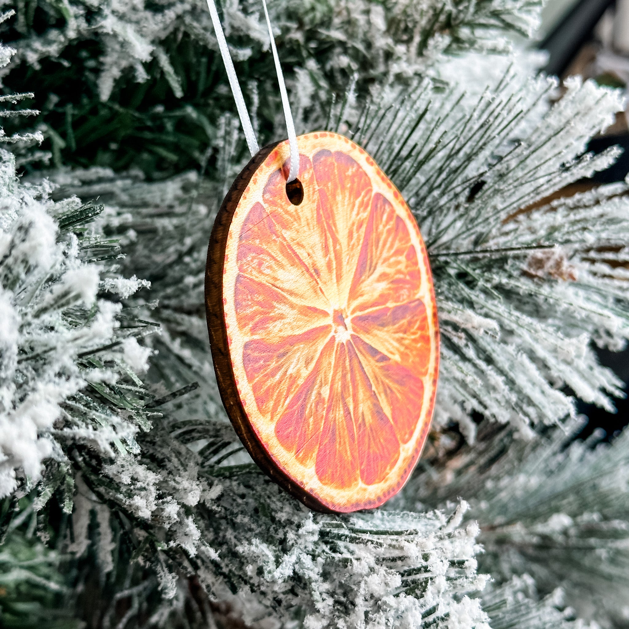 Dried Holiday Orange • Wood Printed Ornament • For Kids & Families