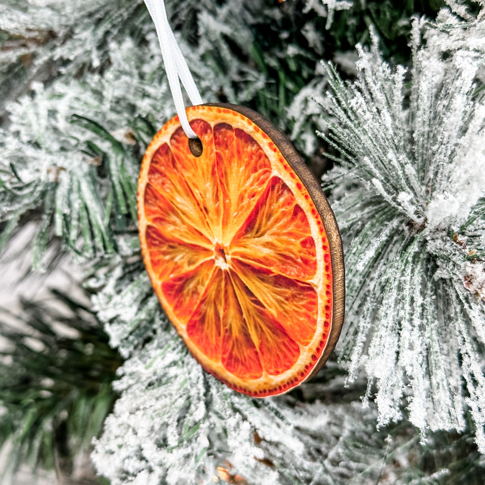 Dried Holiday Orange • Wood Printed Ornament • For Kids & Families