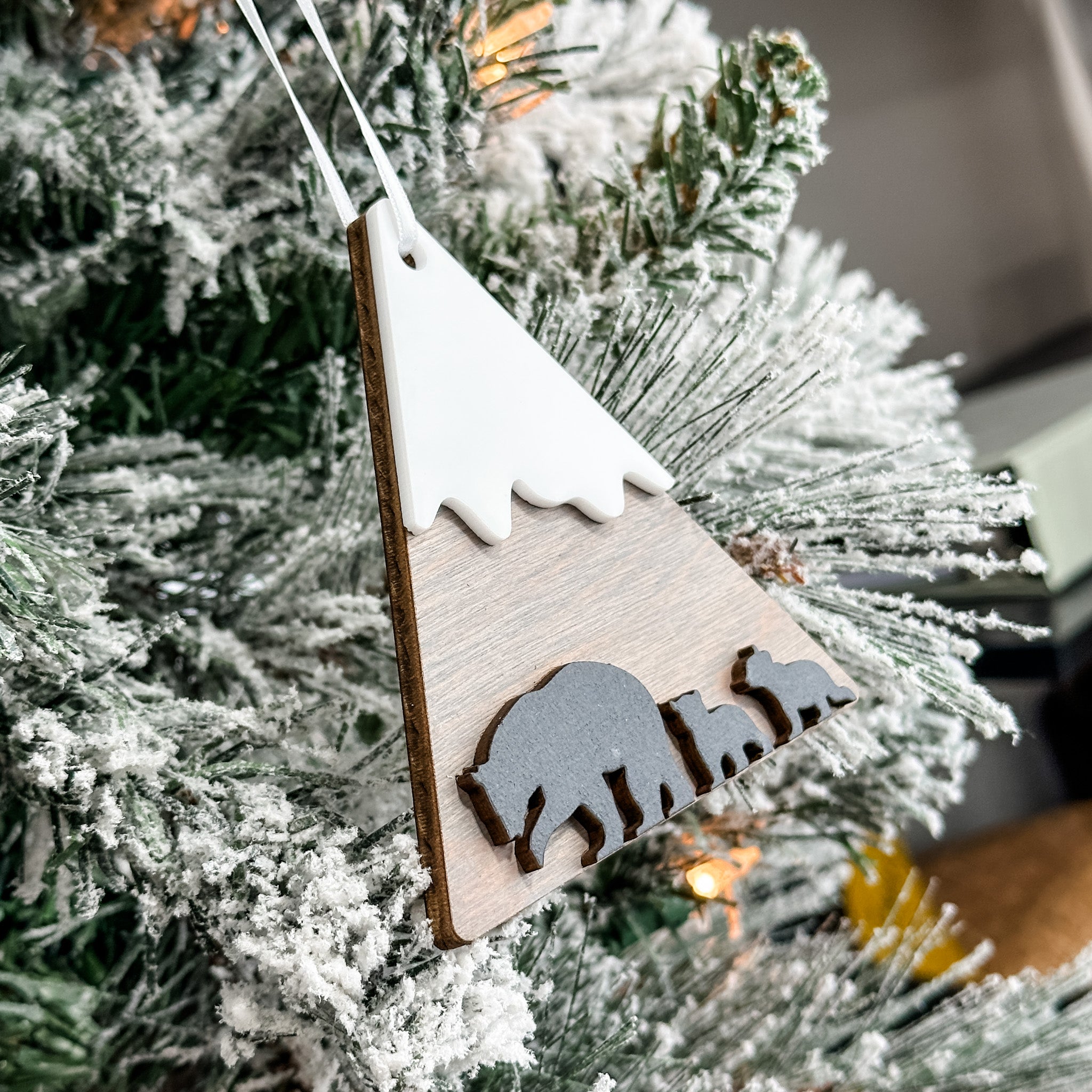 Bears on the Mountain • 3D Wood Ornament • For Outdoor Lovers