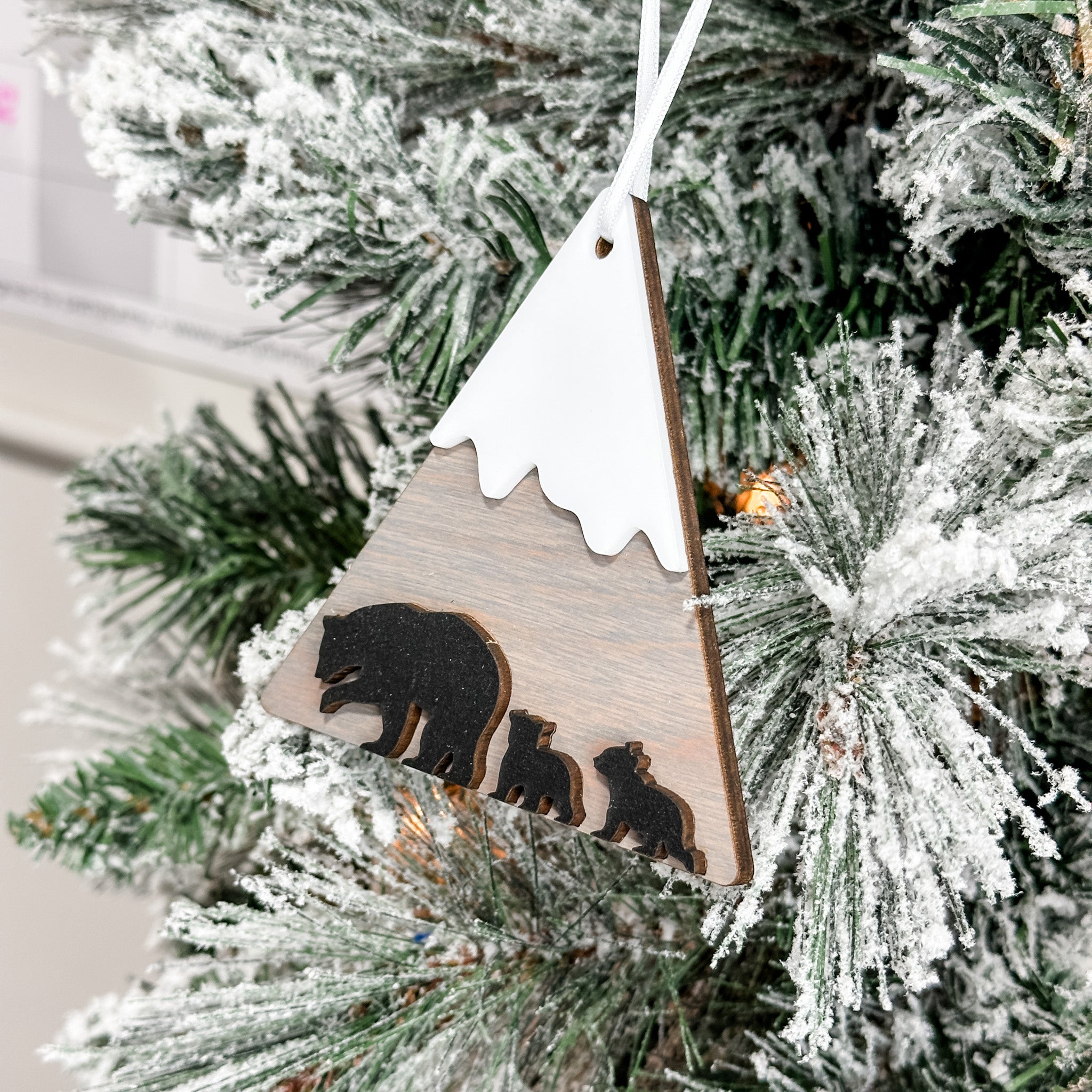 Bears on the Mountain • 3D Wood Ornament • For Outdoor Lovers