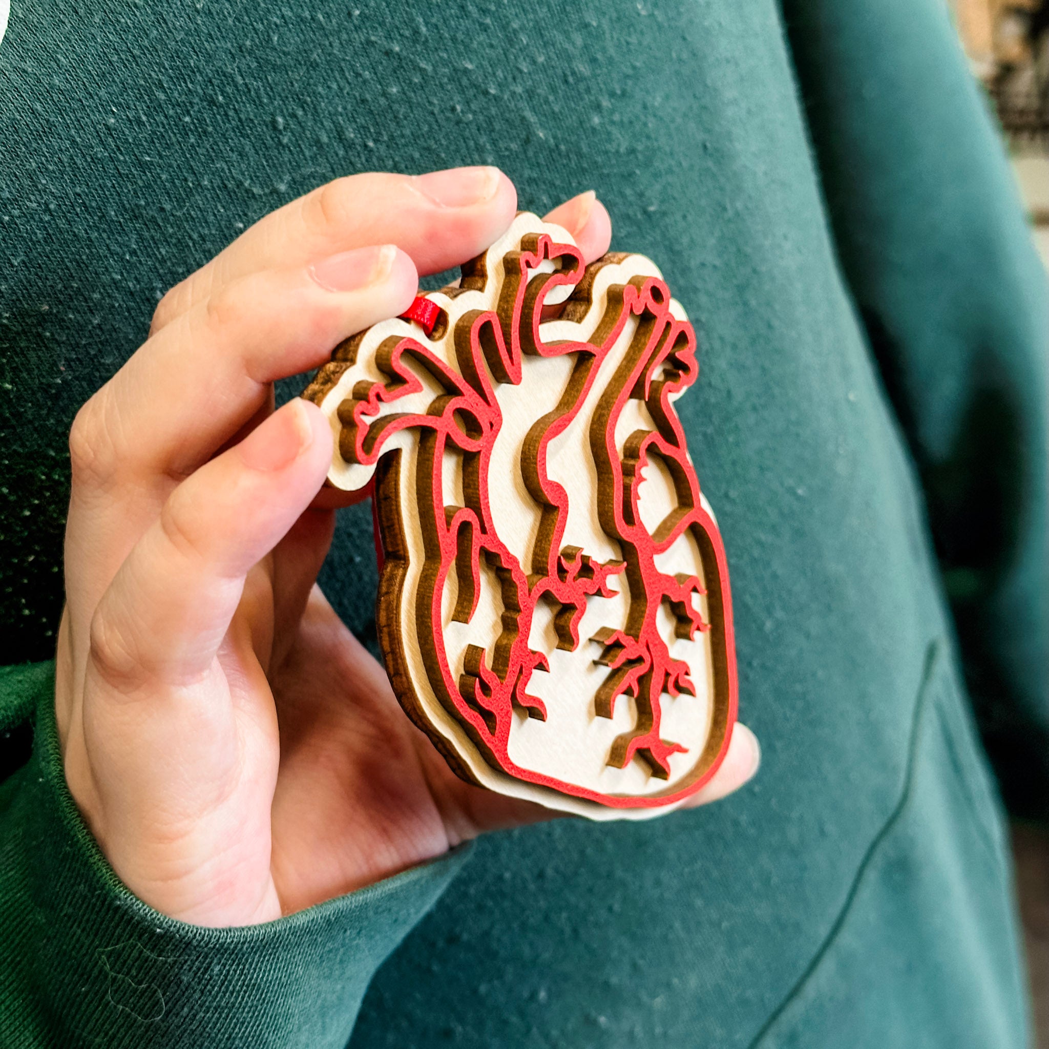 Anatomical Heart • Layered Wooden Ornament • For Gothic & Medical Gifts