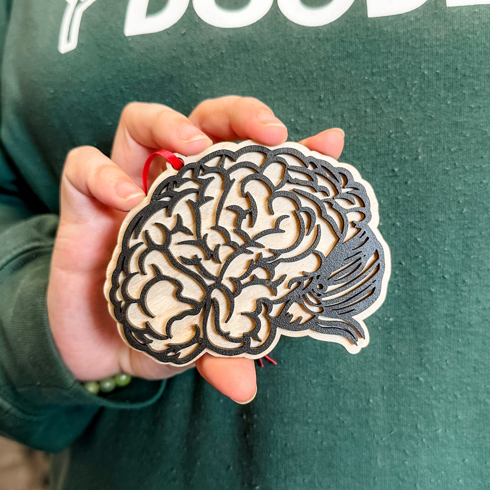 Anatomical Brain • Layered Wooden Ornament • For Medical & Science Gifts