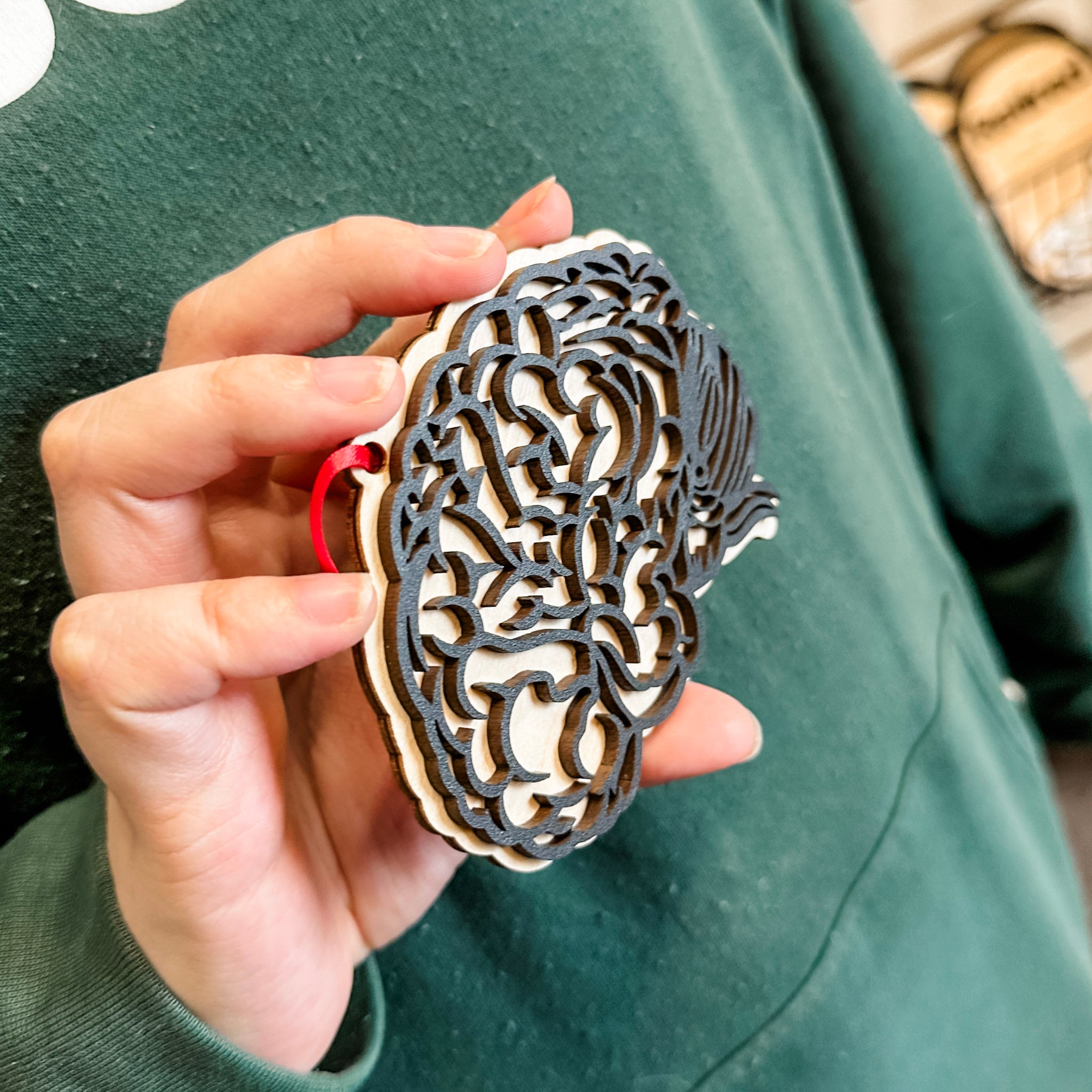 Anatomical Brain • Layered Wooden Ornament • For Medical & Science Gifts
