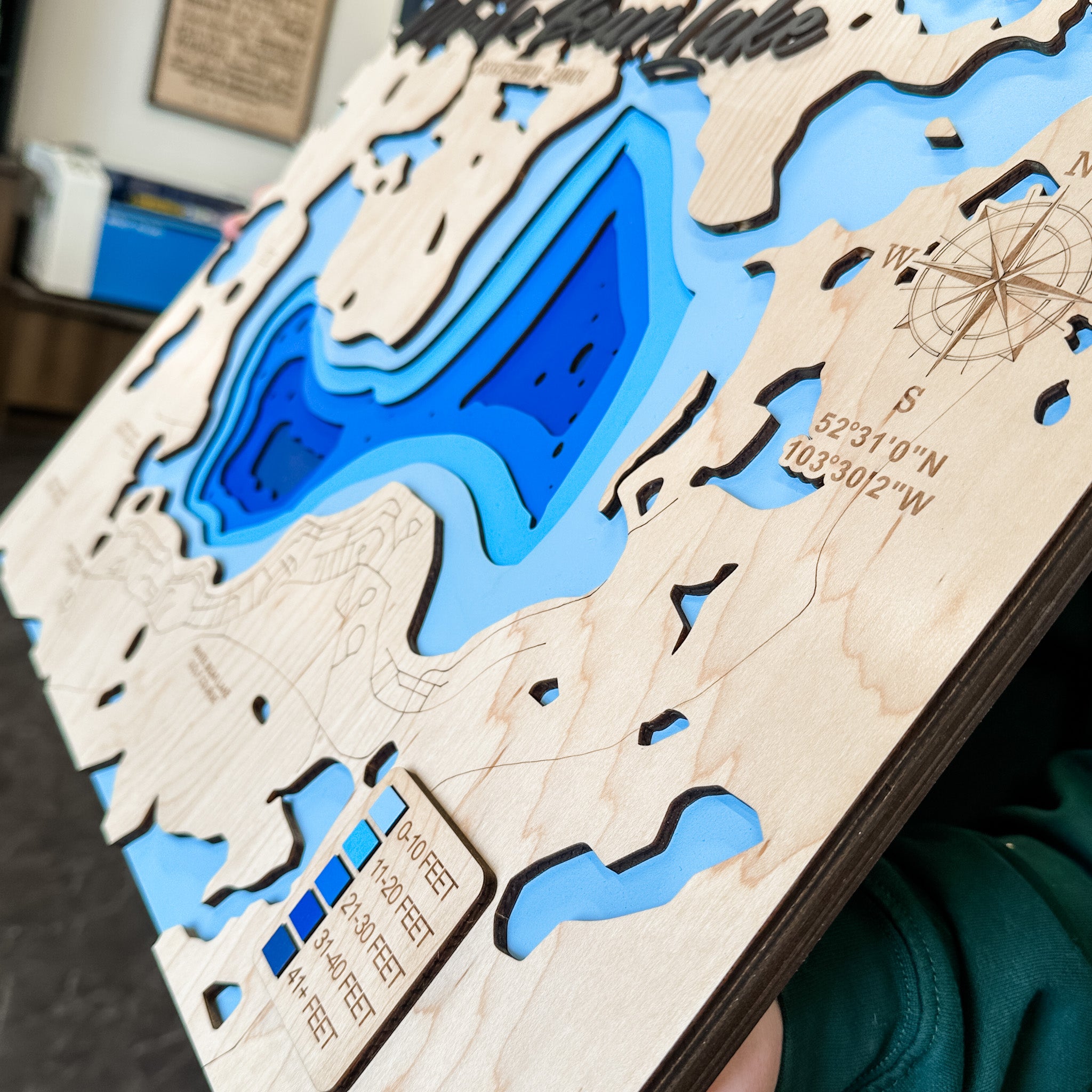 White Bear Lake Map • Bathymetric Layered Wood Depth Map • For Lake Lovers