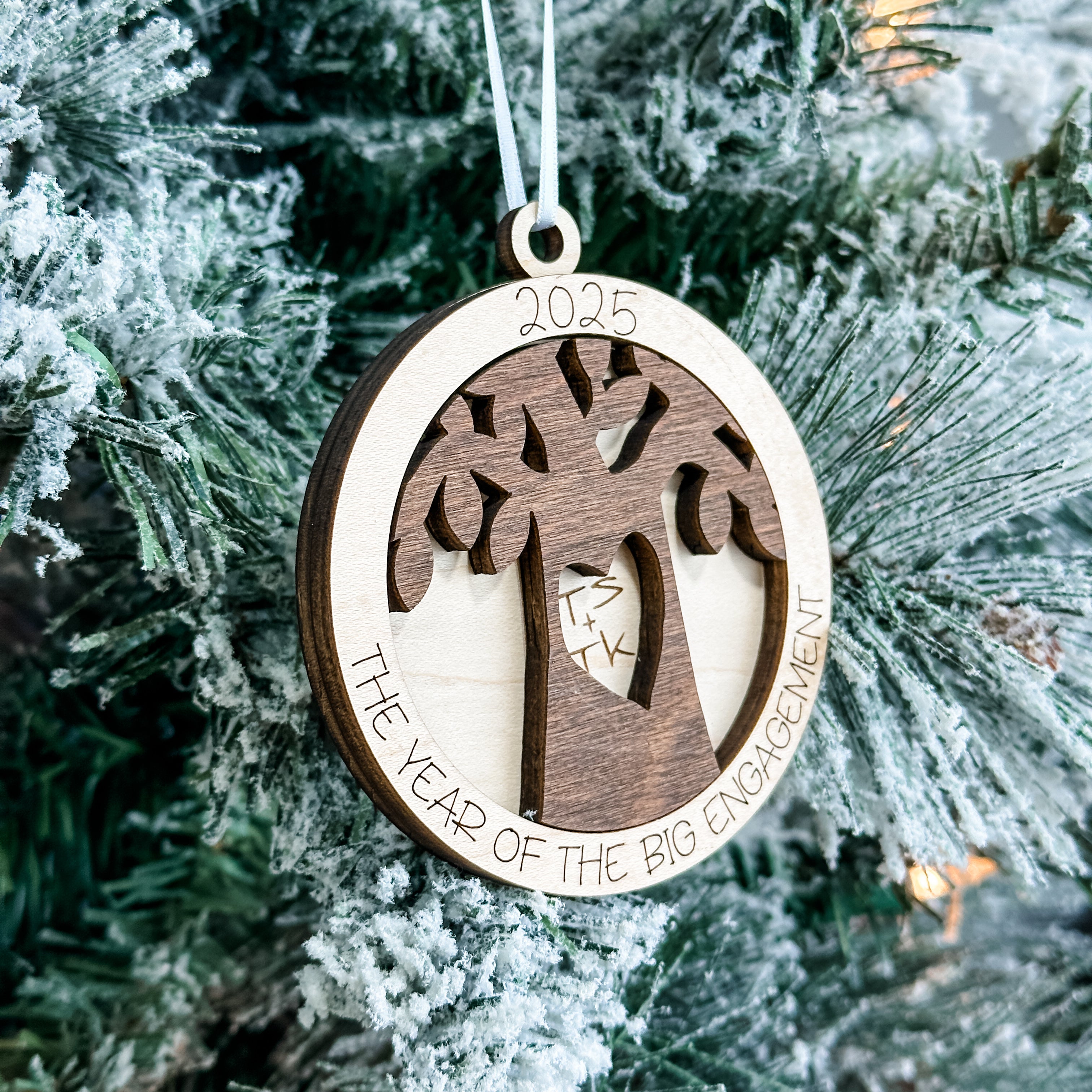 The Year of the Big Engagement • Personalized Wood Ornament • For Couples & Swifties