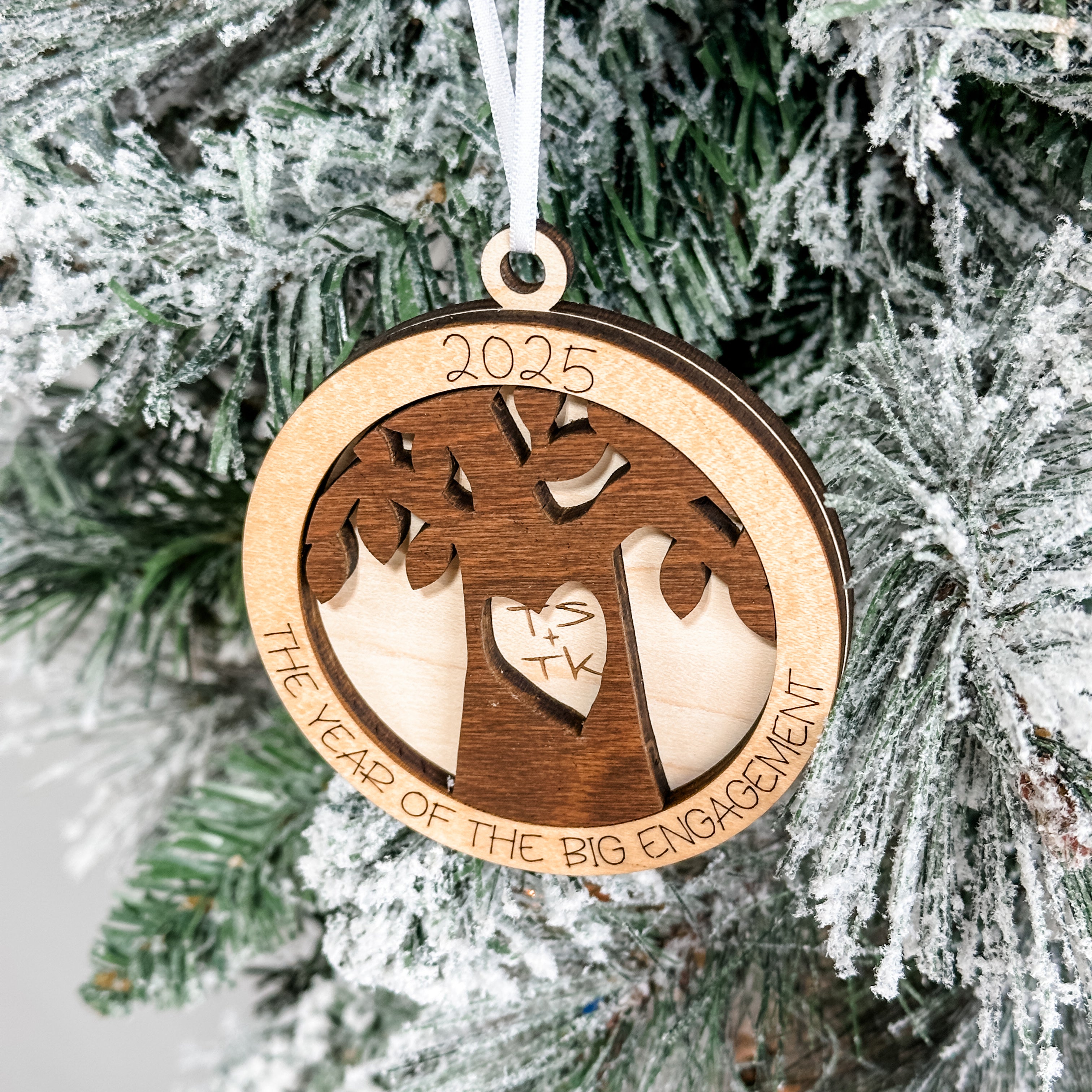 The Year of the Big Engagement • Personalized Wood Ornament • For Couples & Swifties