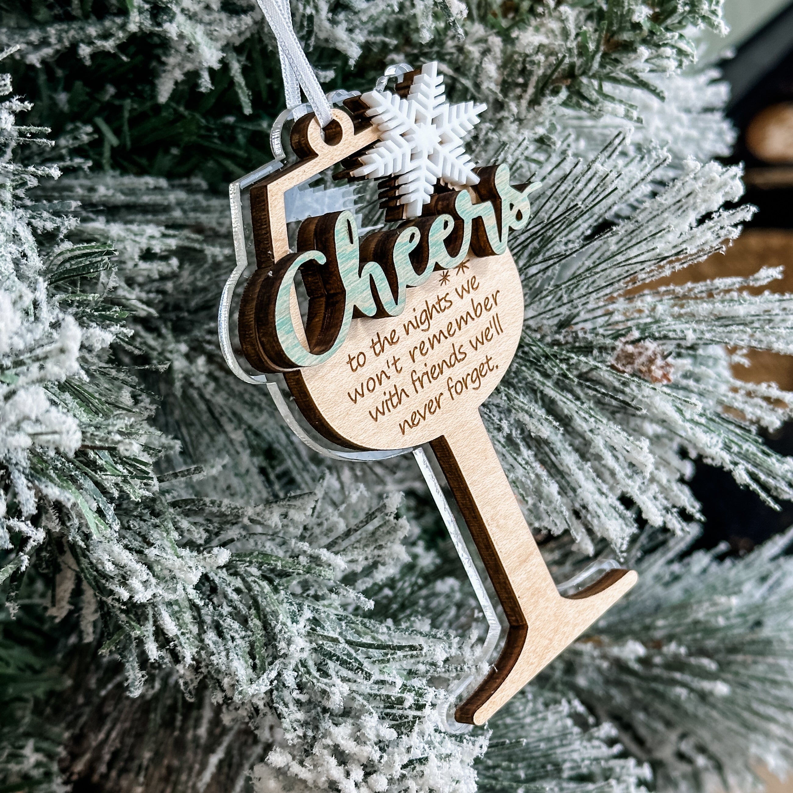 Cheers • 3D Wood Ornament • For Friends