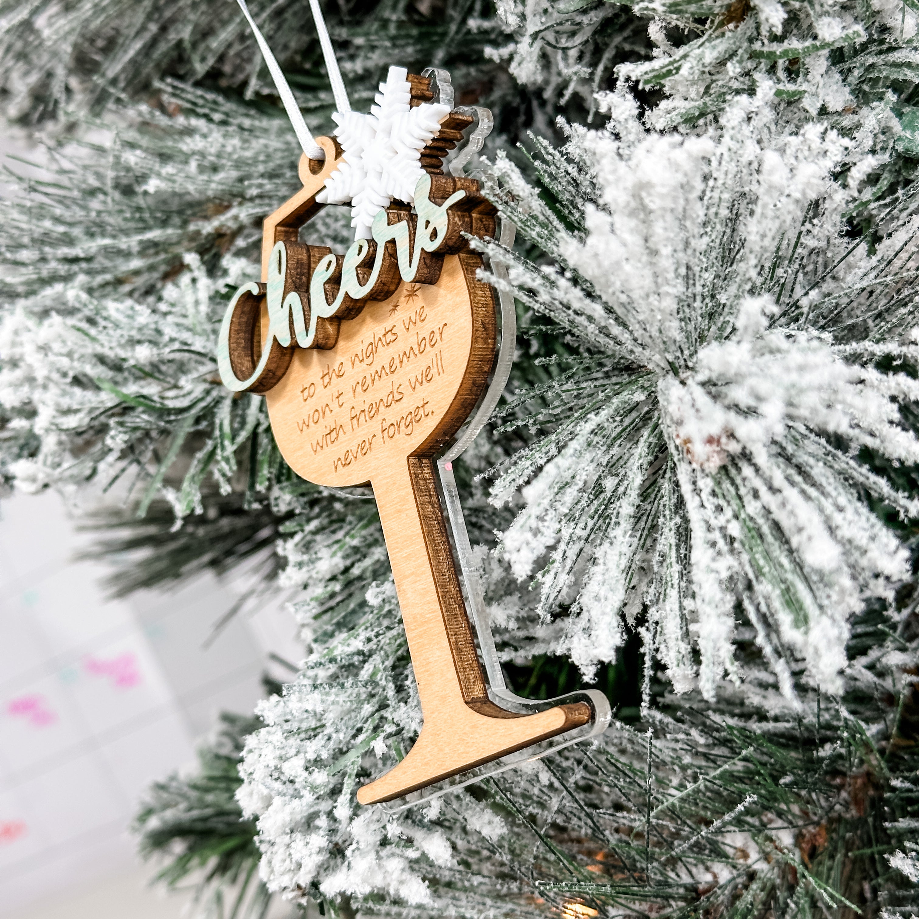Cheers • 3D Wood Ornament • For Friends