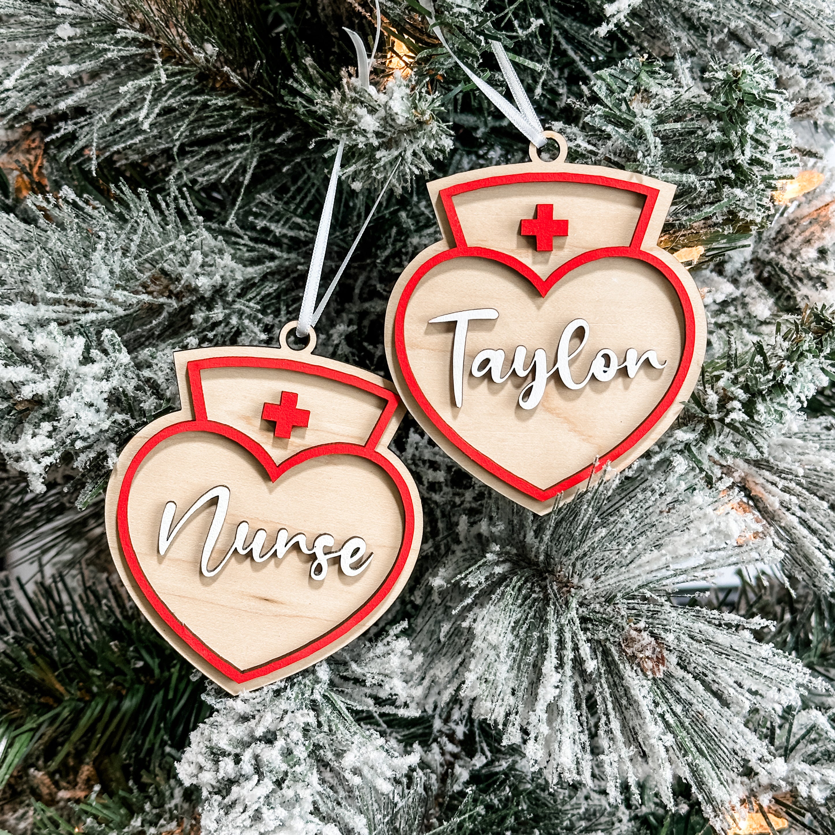 A Nurse's Heart • Personalized 3D Wood Ornament • For People Who Save Lives