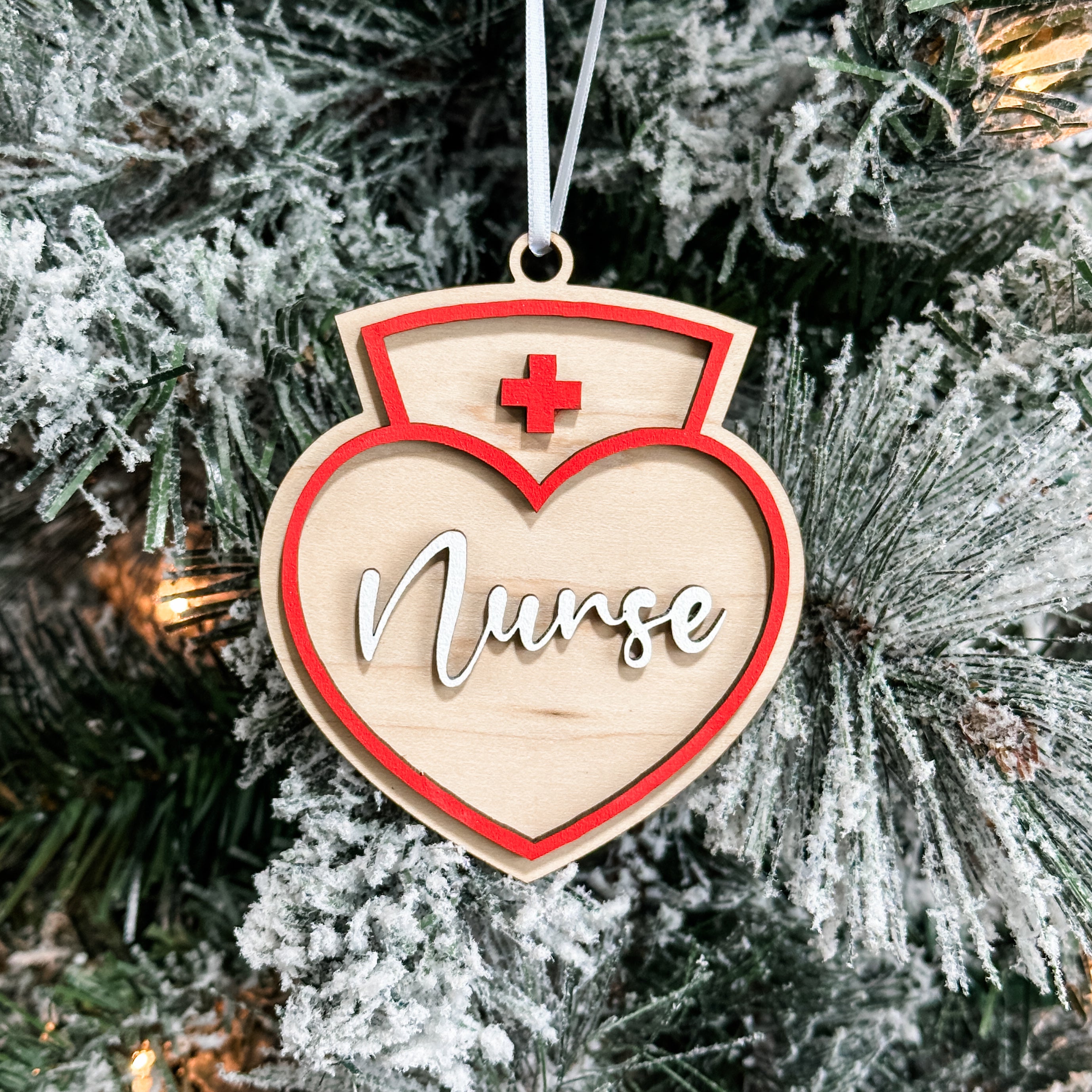 (Personalization Sold Out for Christmas) A Nurse's Heart • Personalized 3D Wood Ornament • For People Who Save Lives