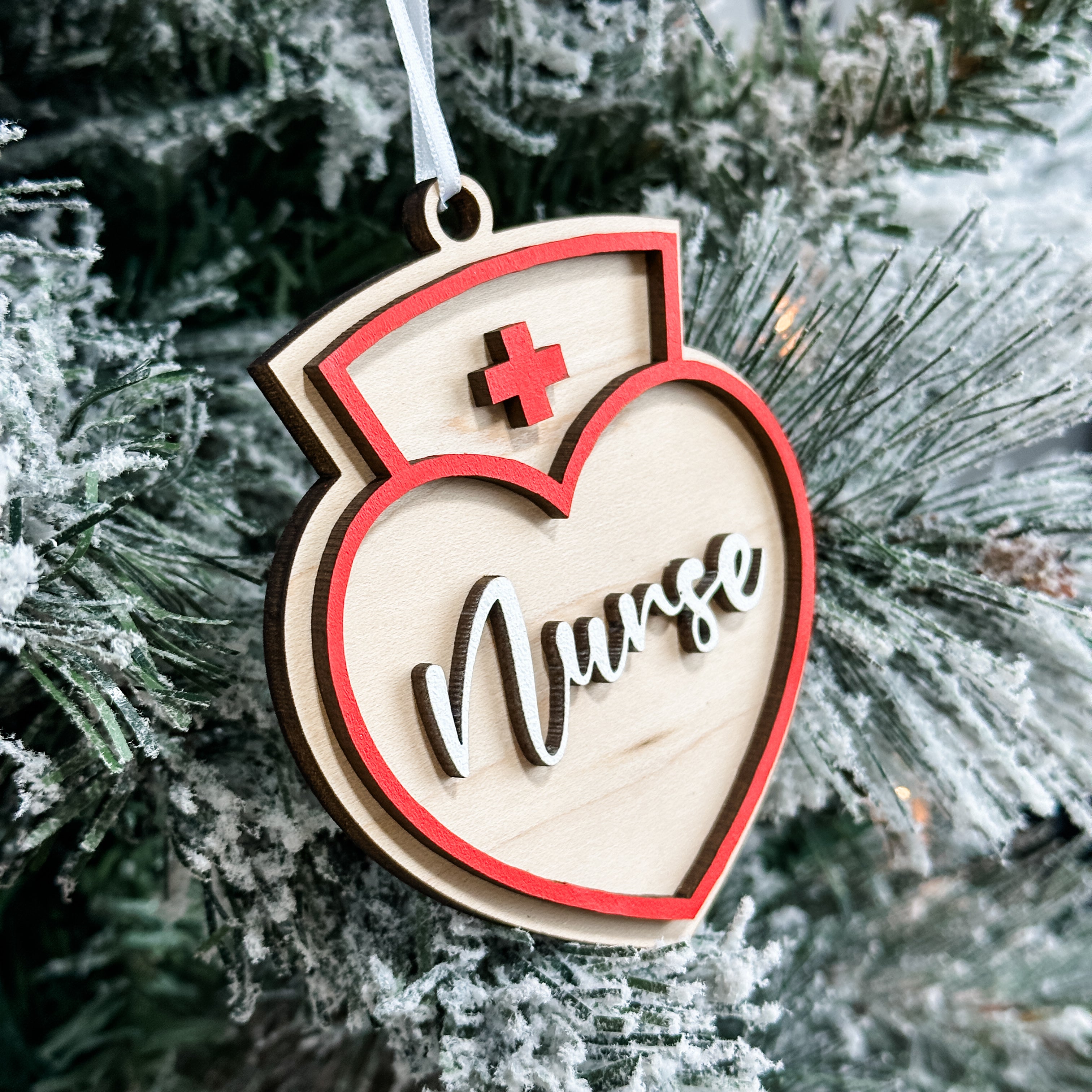 A Nurse's Heart • Personalized 3D Wood Ornament • For People Who Save Lives