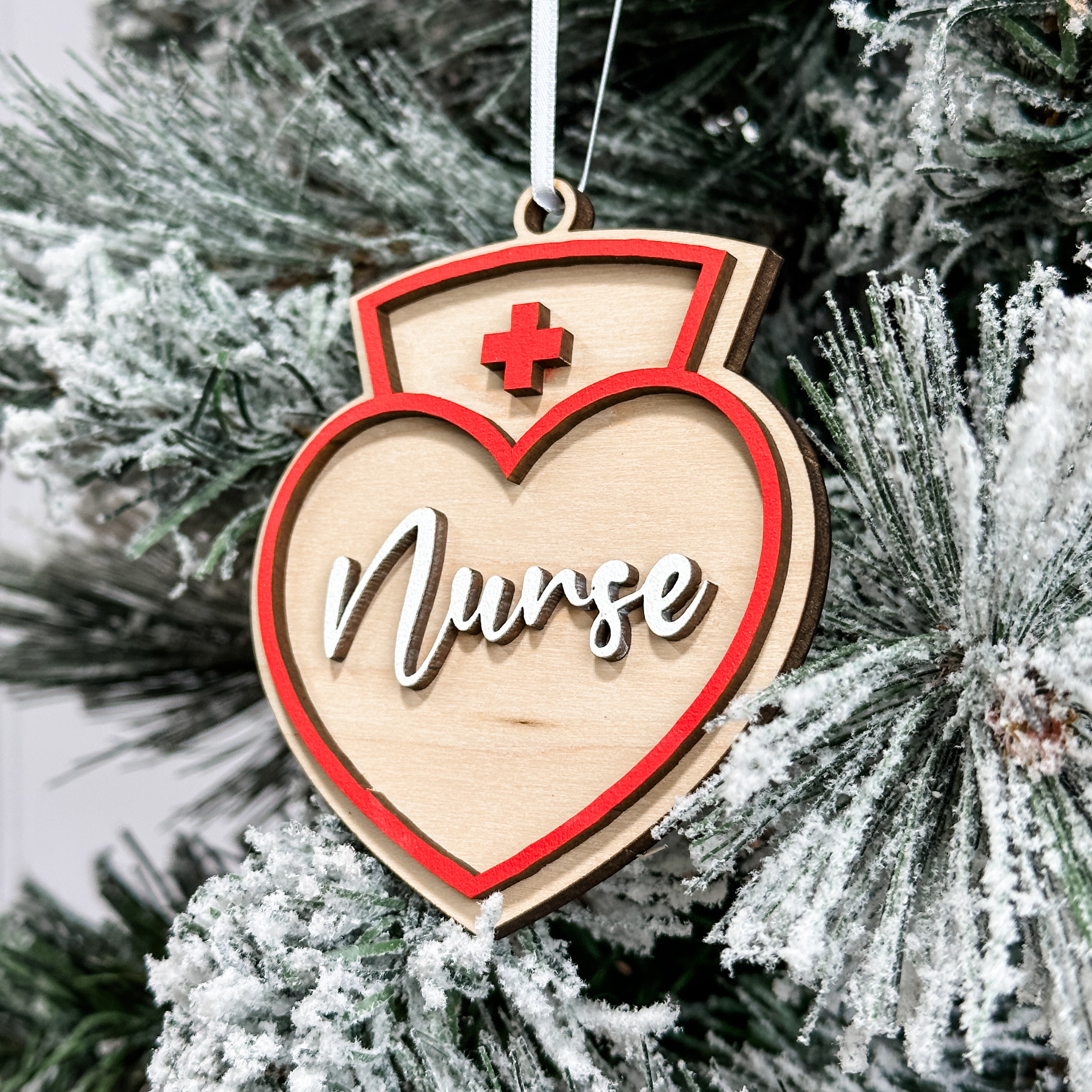 A Nurse's Heart • Personalized 3D Wood Ornament • For People Who Save Lives