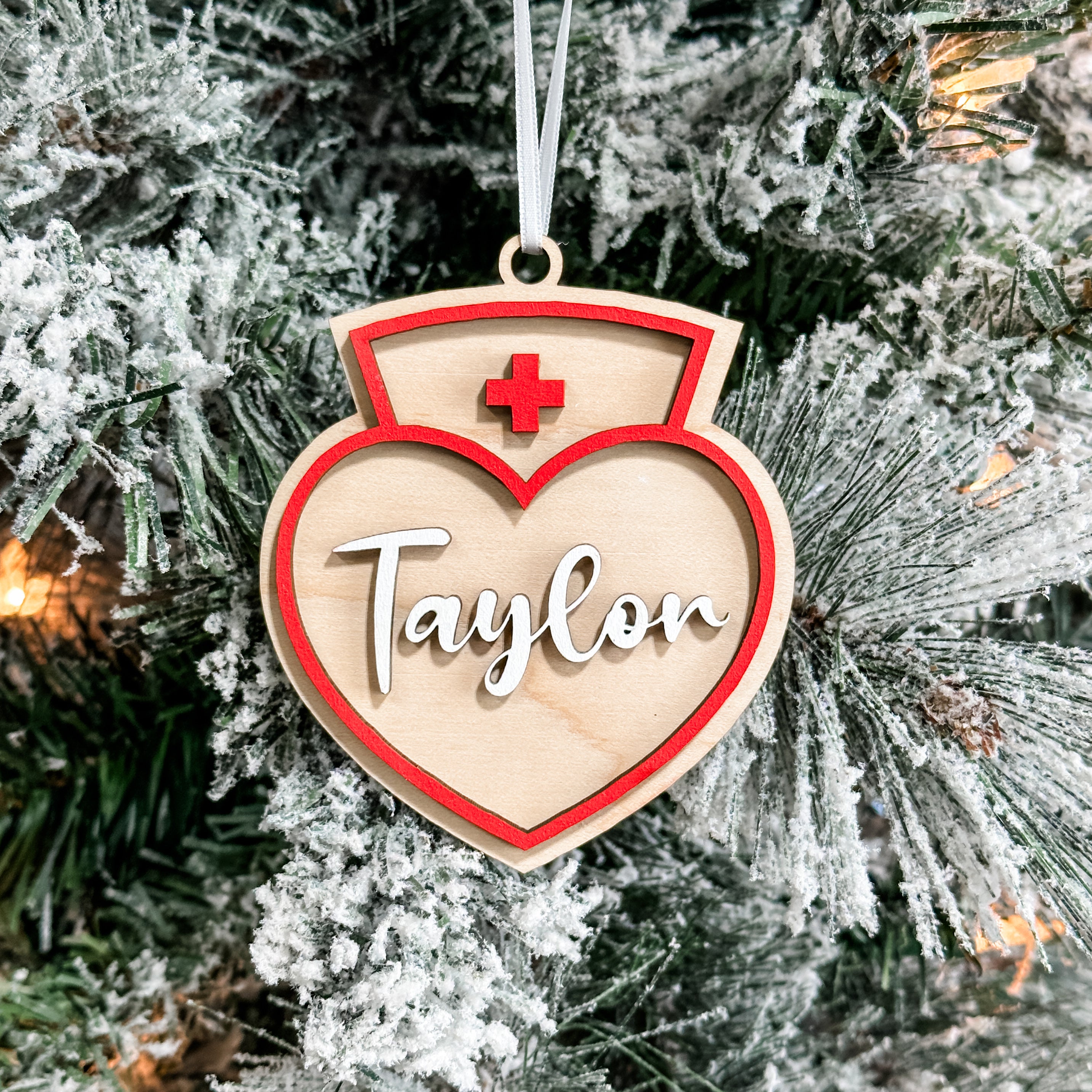 A Nurse's Heart • Personalized 3D Wood Ornament • For People Who Save Lives