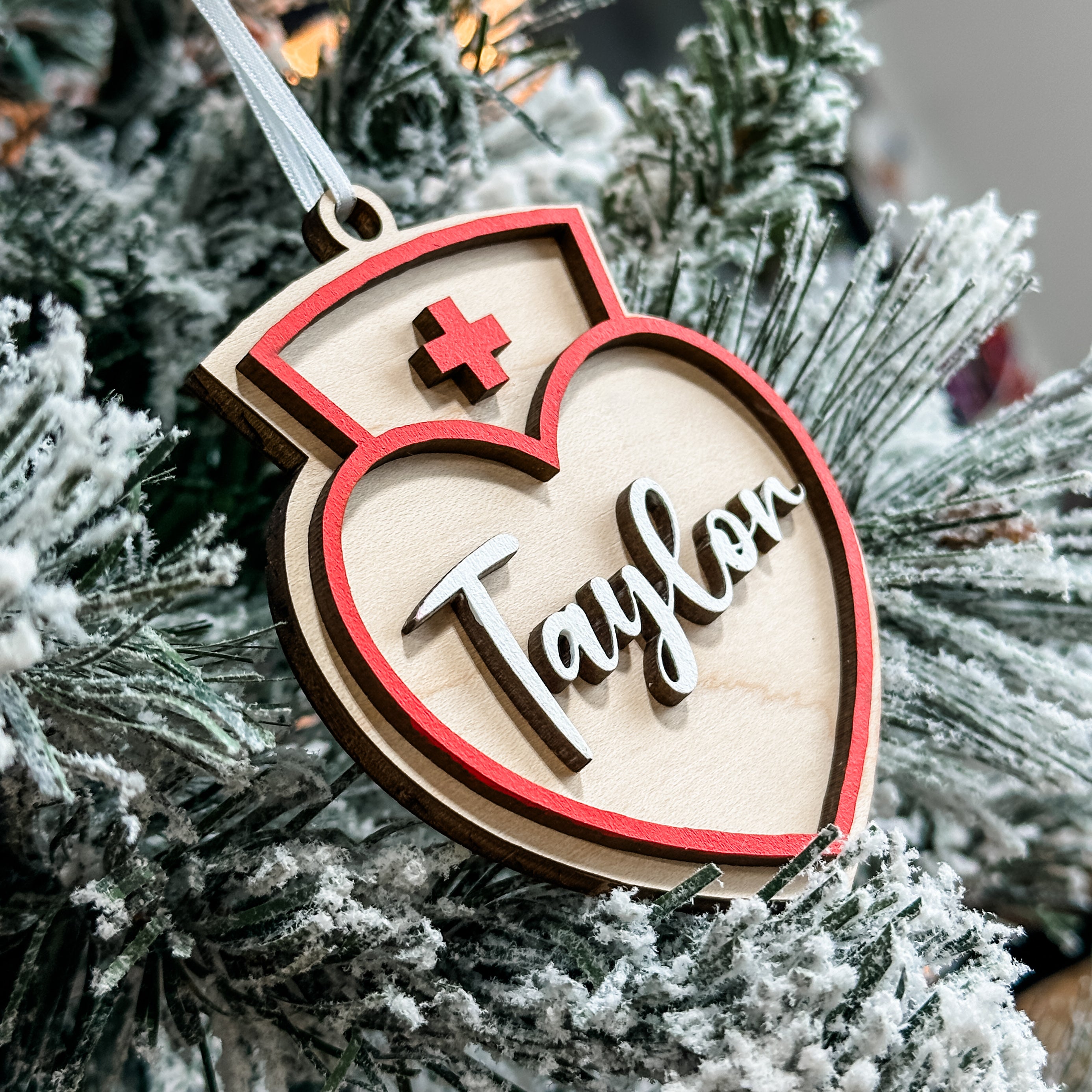 A Nurse's Heart • Personalized 3D Wood Ornament • For People Who Save Lives
