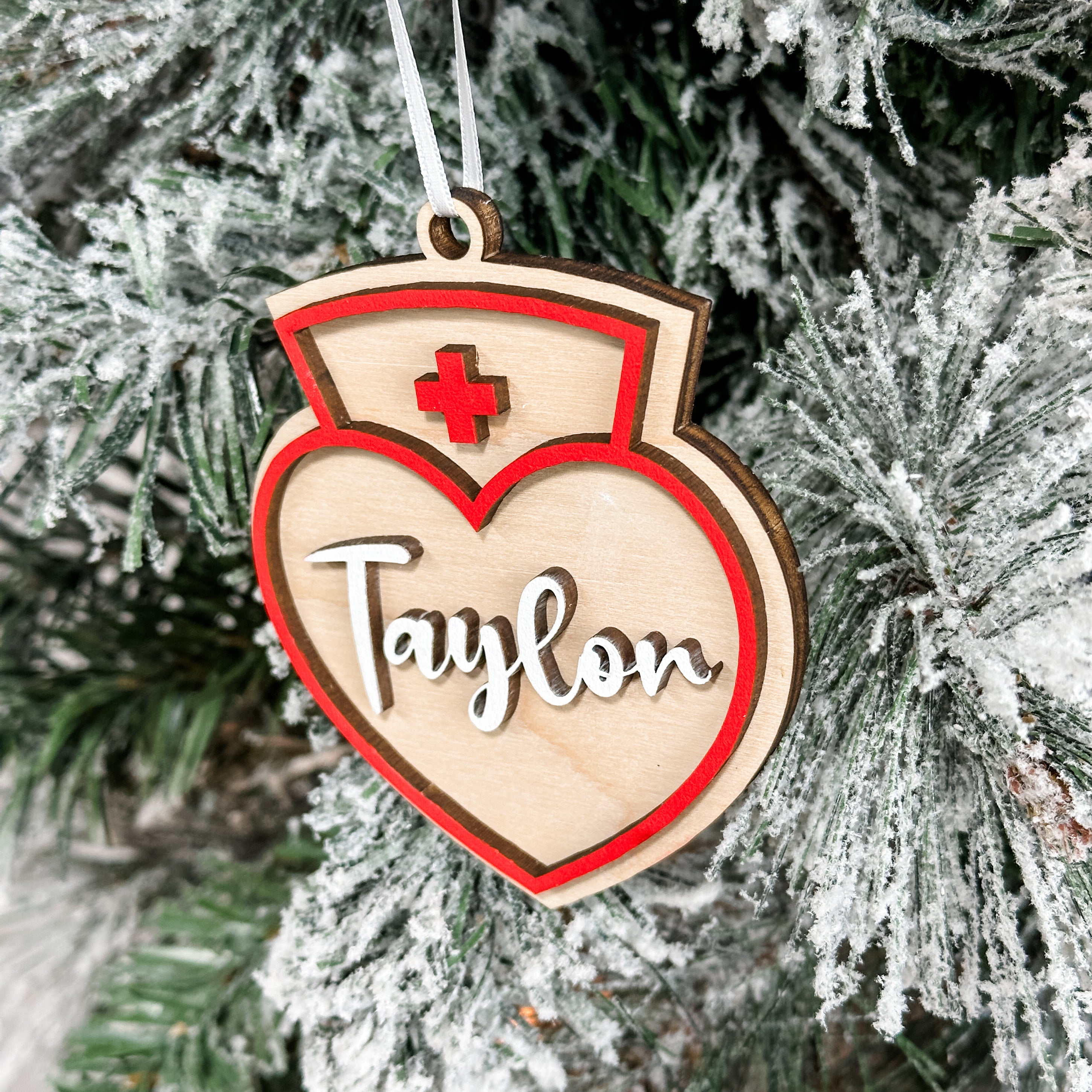 A Nurse's Heart • Personalized 3D Wood Ornament • For People Who Save Lives