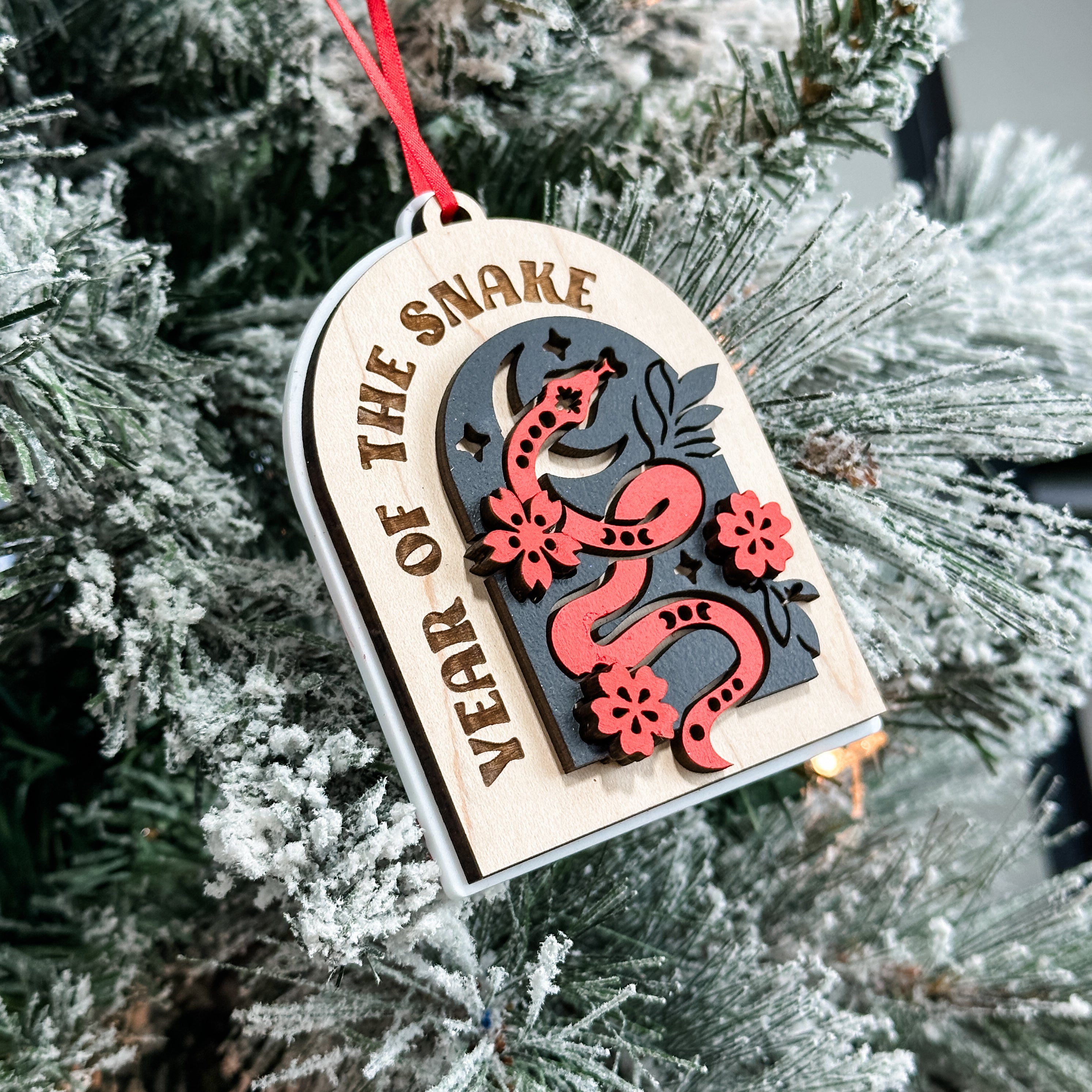 Year of the Snake • 3D Wood Ornament • For Zodiac & Lunar New Year