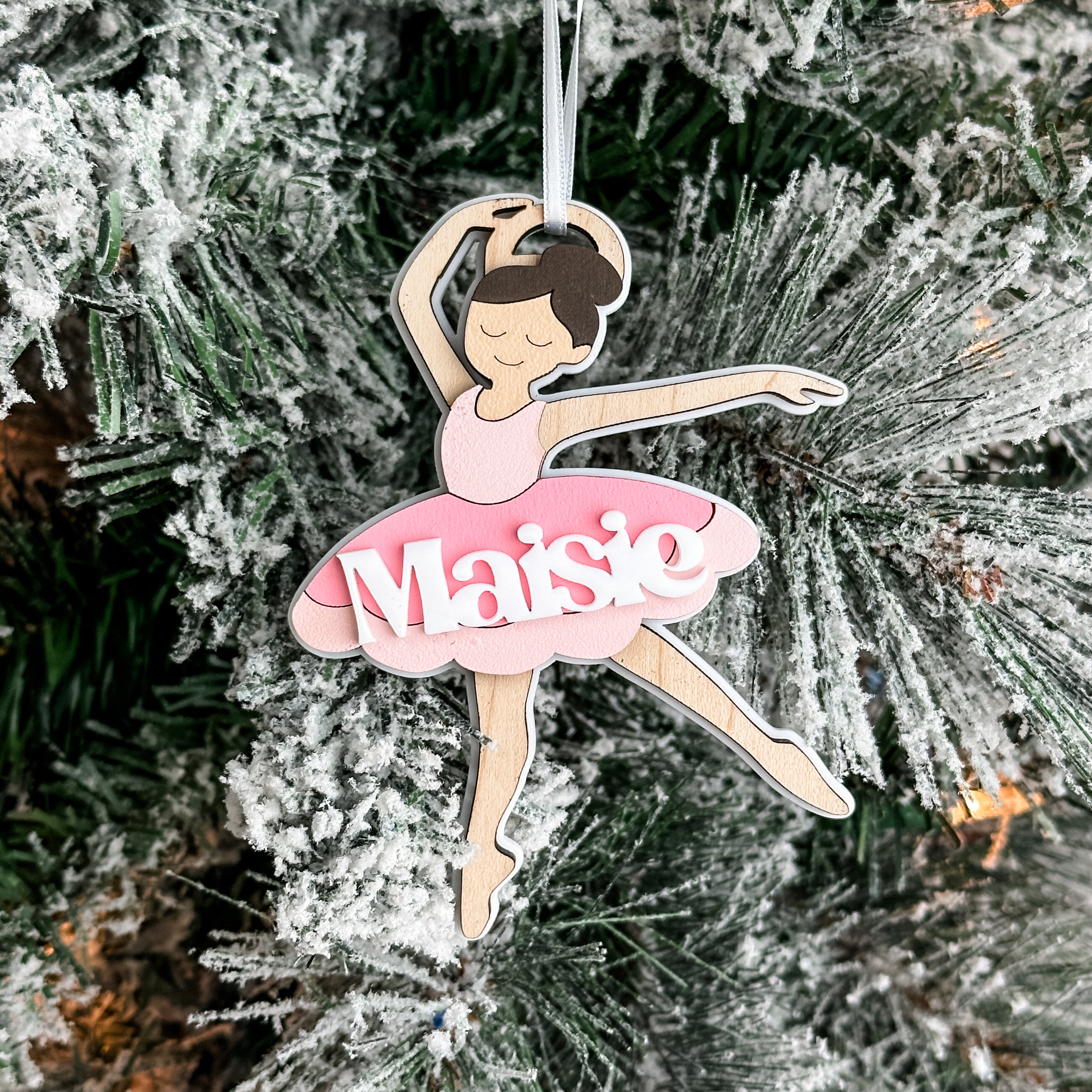The Ballerina • Personalized 3D Wood & Acrylic Ornament • For Dancers & Girly Girls