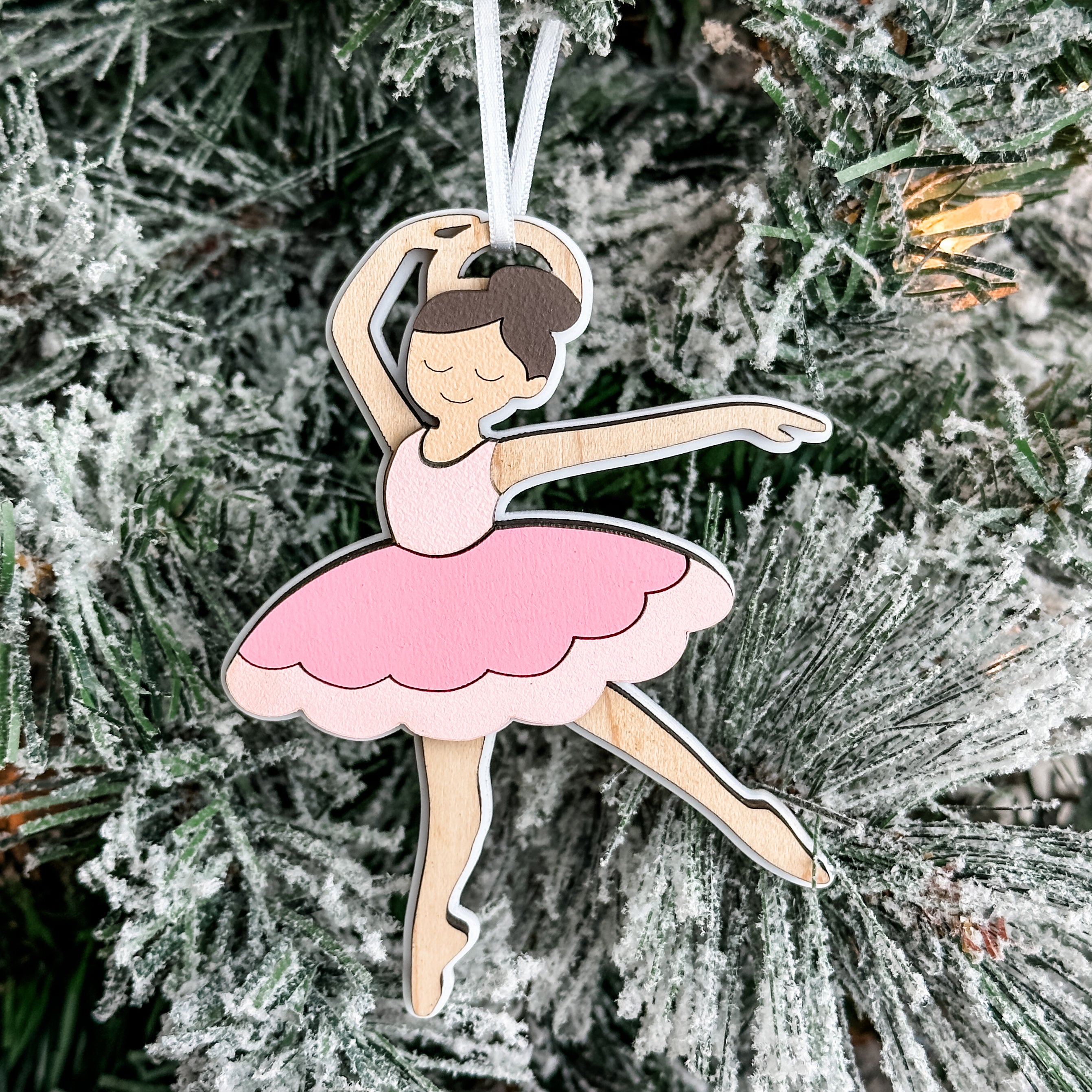 The Ballerina • Personalized 3D Wood & Acrylic Ornament • For Dancers & Girly Girls