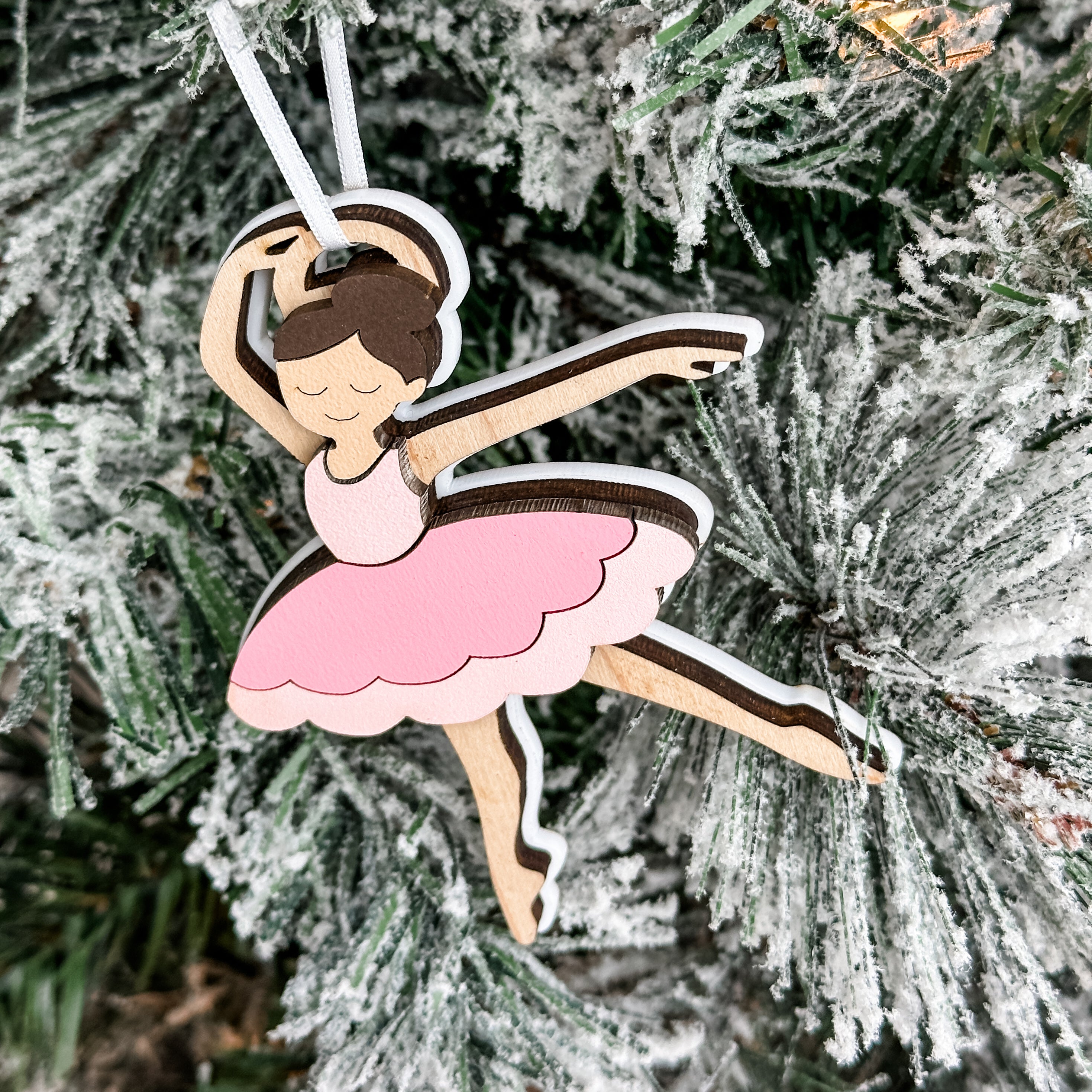 The Ballerina • Personalized 3D Wood & Acrylic Ornament • For Dancers & Girly Girls