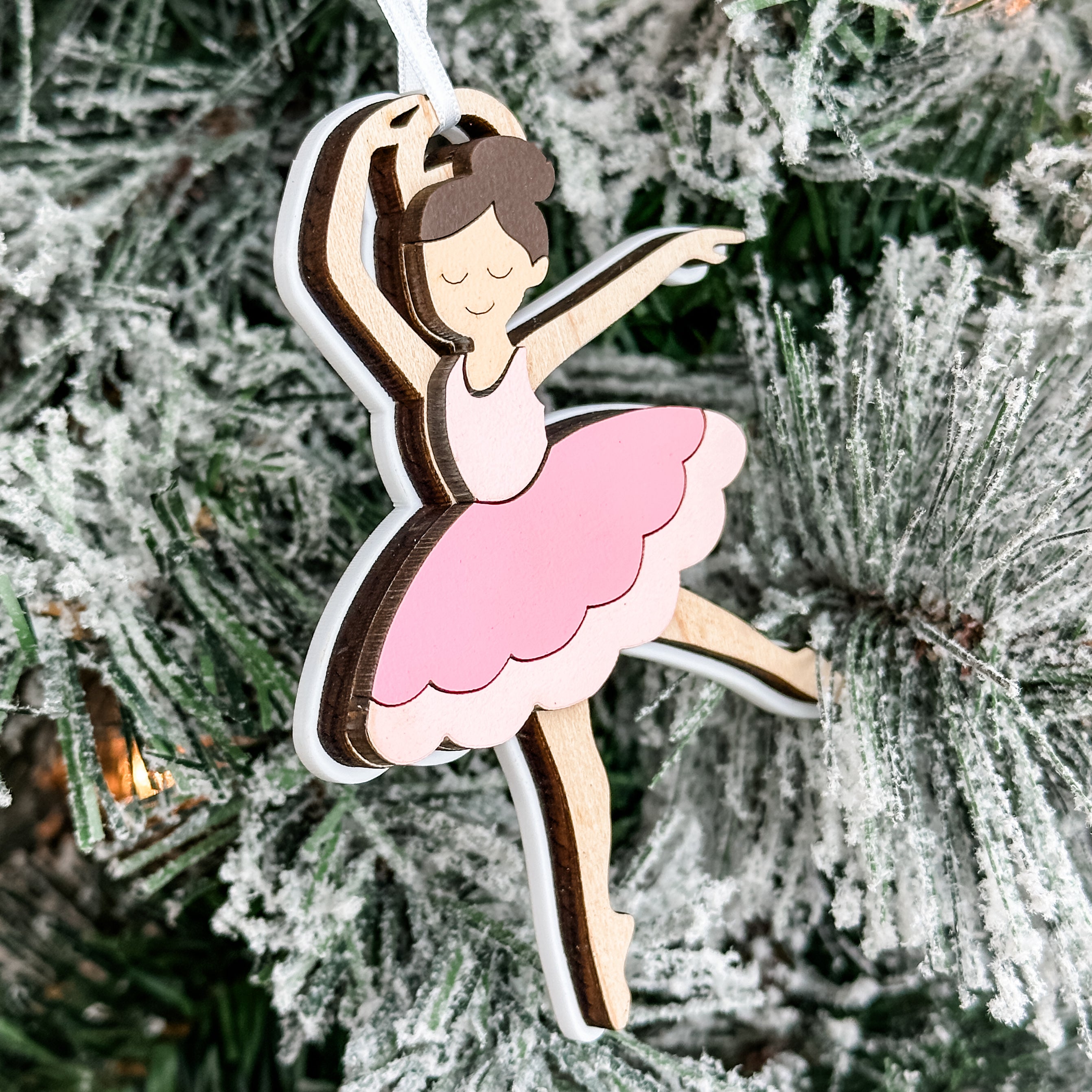 The Ballerina • Personalized 3D Wood & Acrylic Ornament • For Dancers & Girly Girls