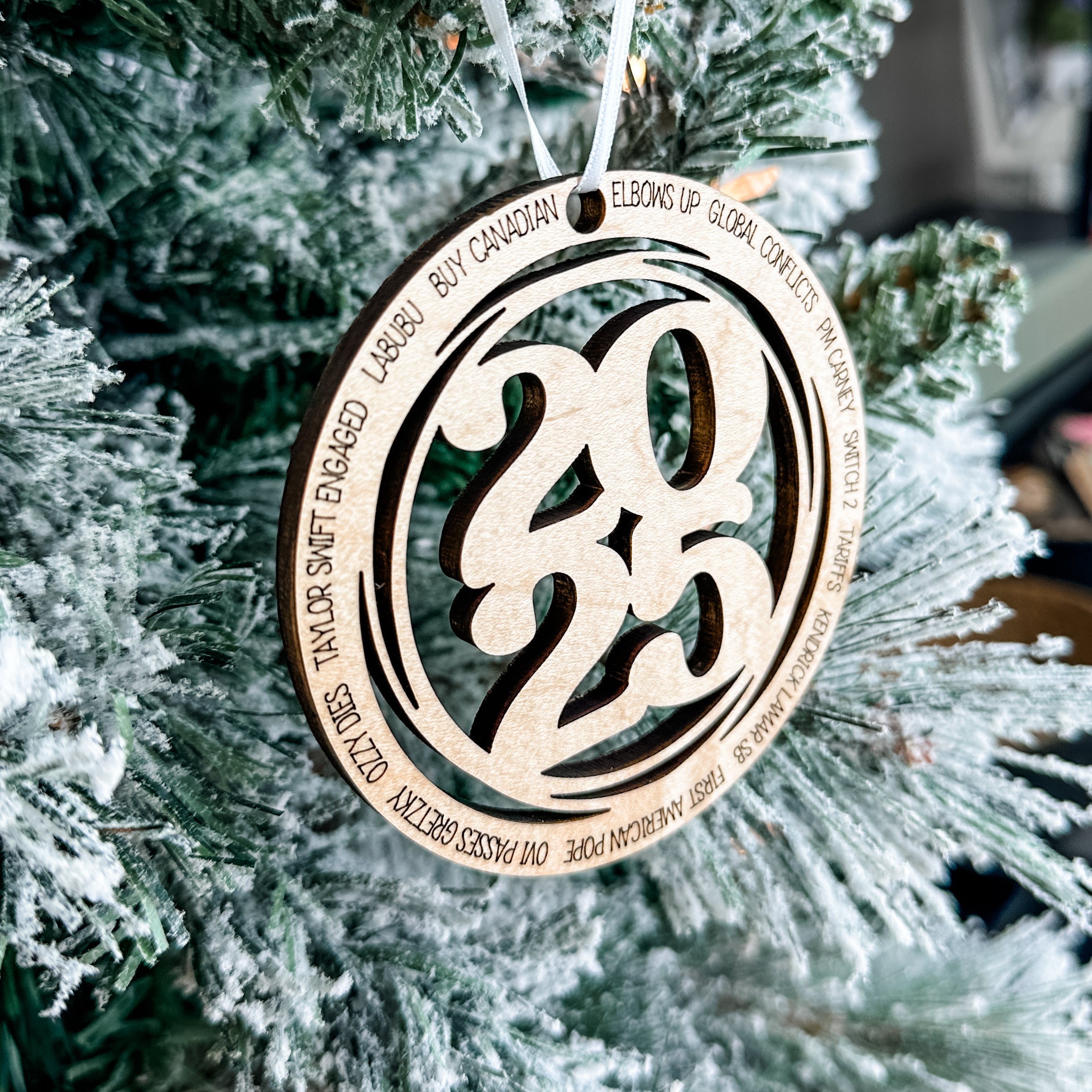 2025 Descriptive Ornament • Engraved Wood Ornament • To Remember the Year Forever