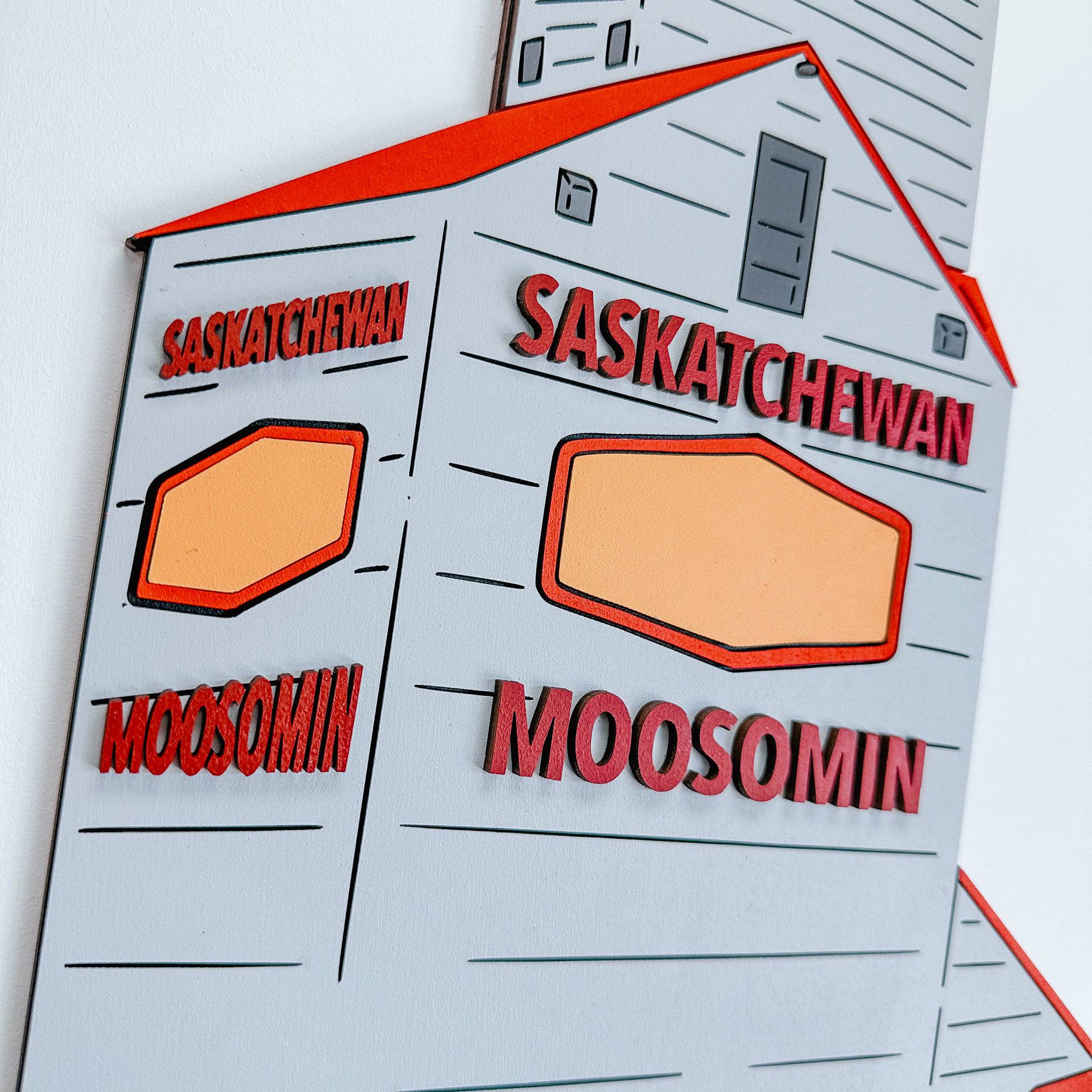 Personalized Grain Elevator • Framed Layered Wood Sign • Farmer & Saskatchewan Gifts