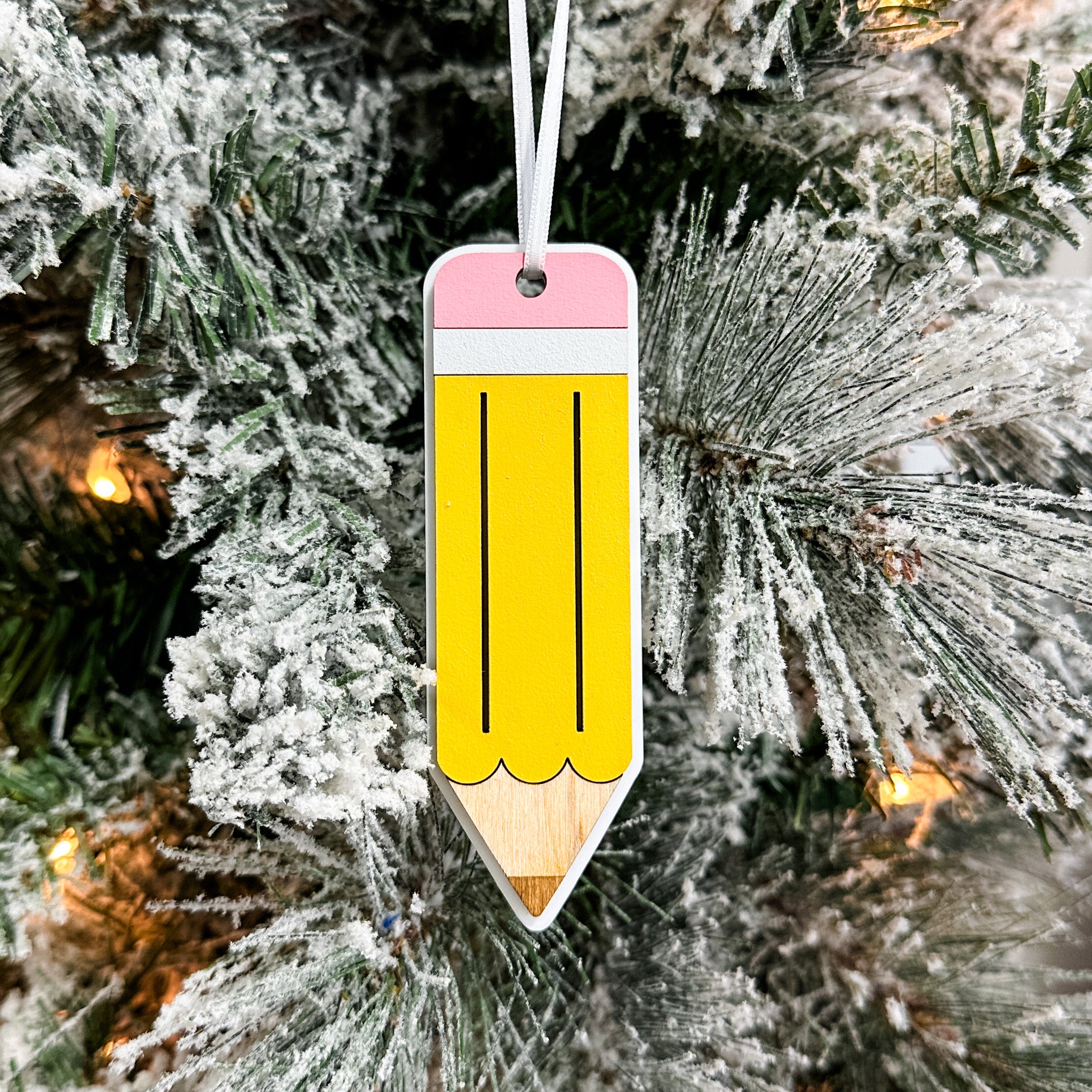 The Teacher's Pencil • 3D Wood Ornament • Gifts for Teachers & Educators
