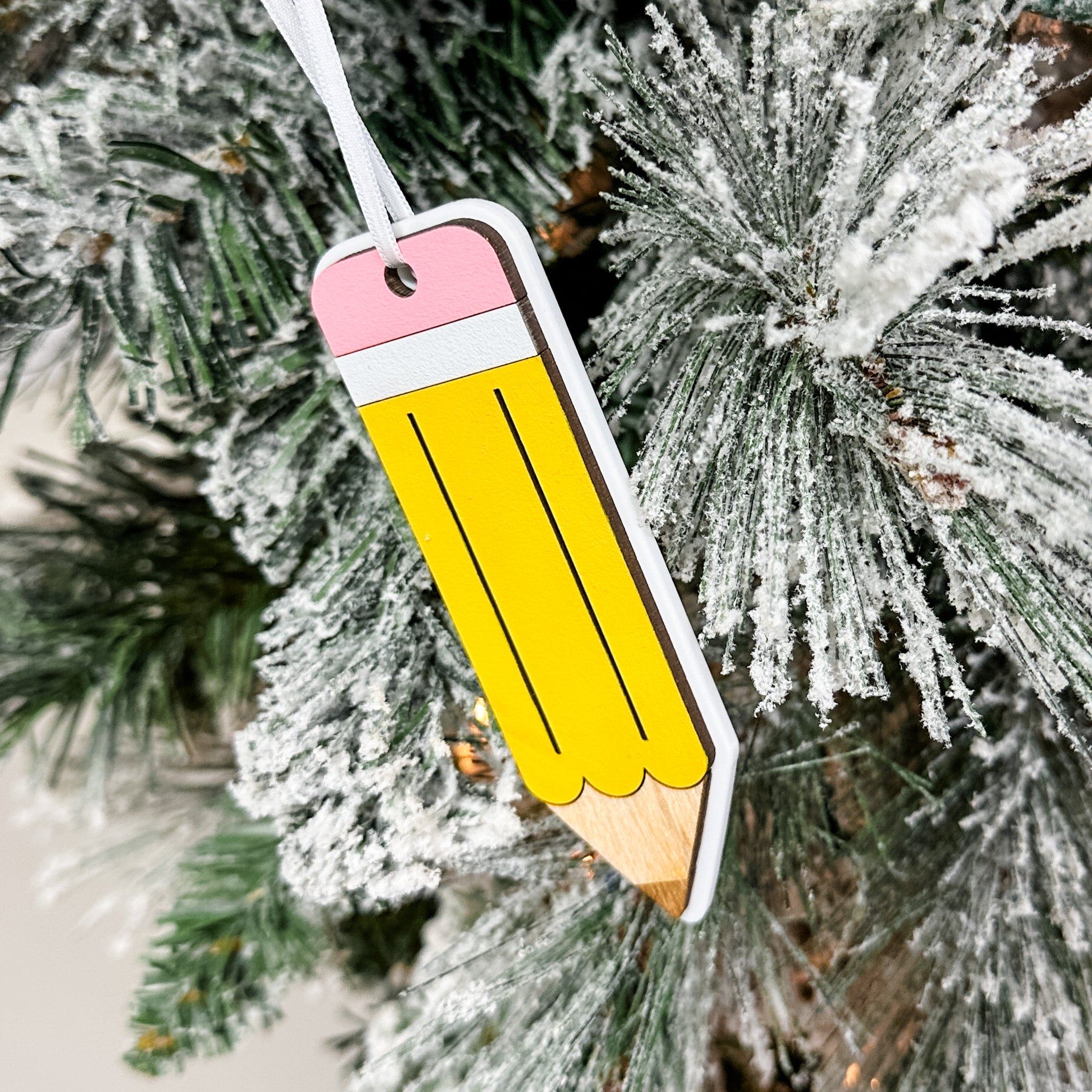 The Teacher's Pencil • 3D Wood Ornament • Gifts for Teachers & Educators