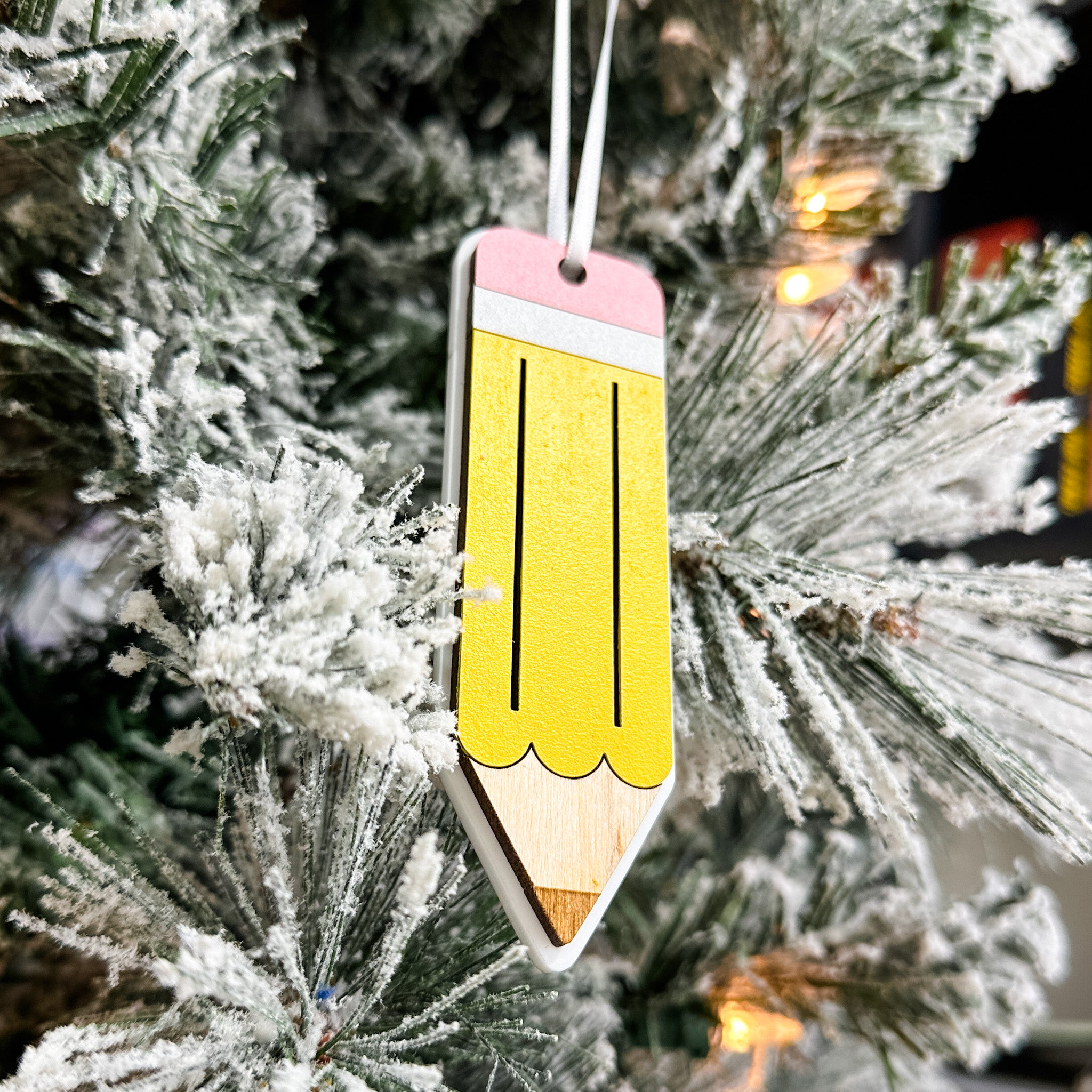 The Teacher's Pencil • 3D Wood Ornament • Gifts for Teachers & Educators
