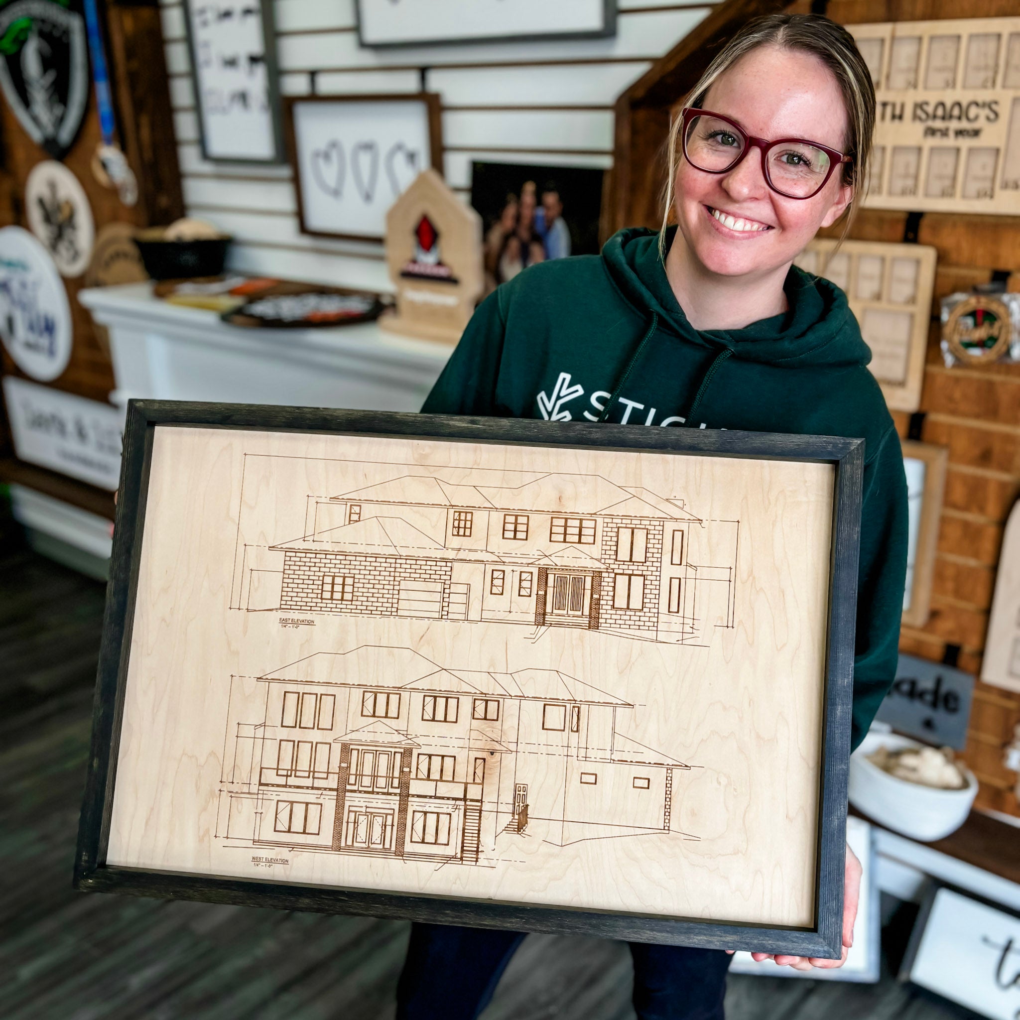 Engraved Blueprint Artwork