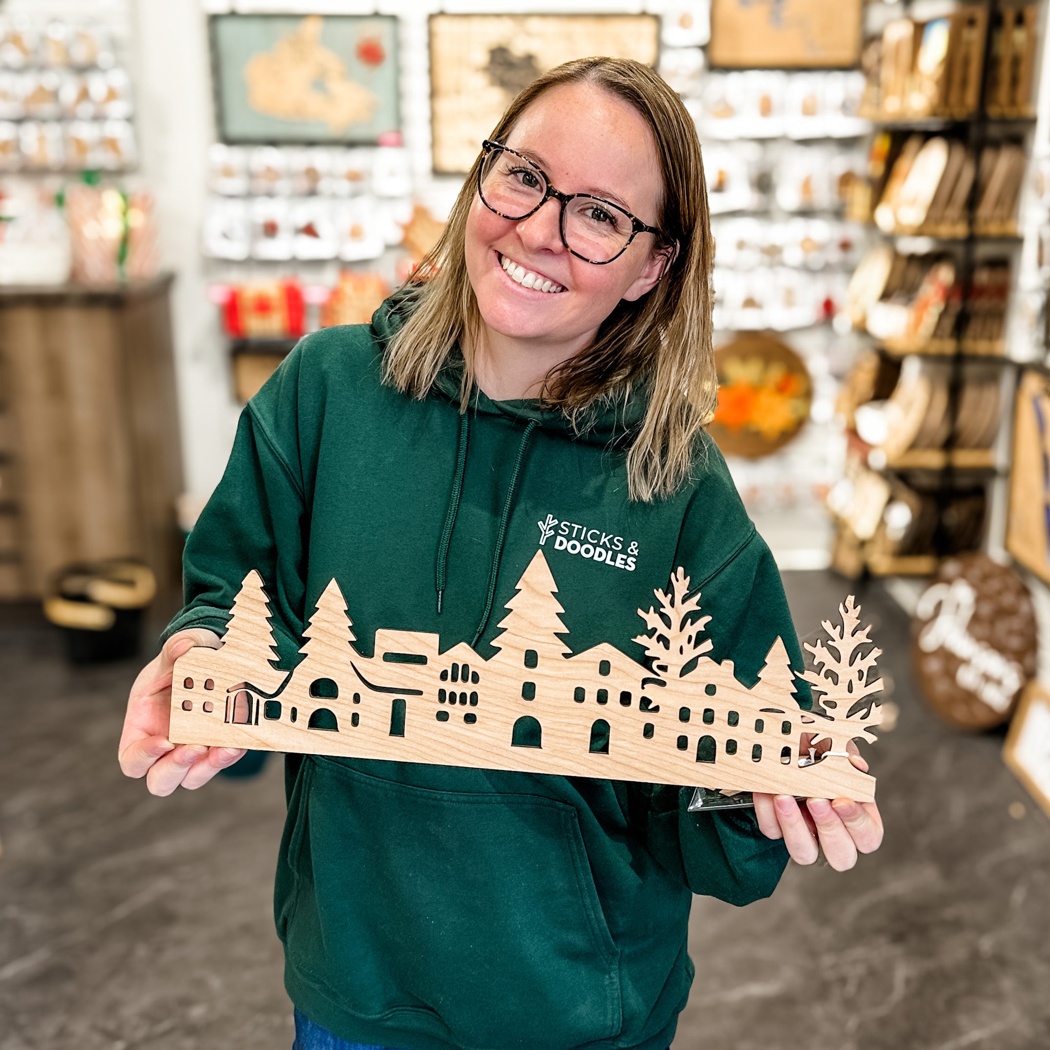 Floating Christmas Town 18"  • Wood Decor • For Christmas Lovers