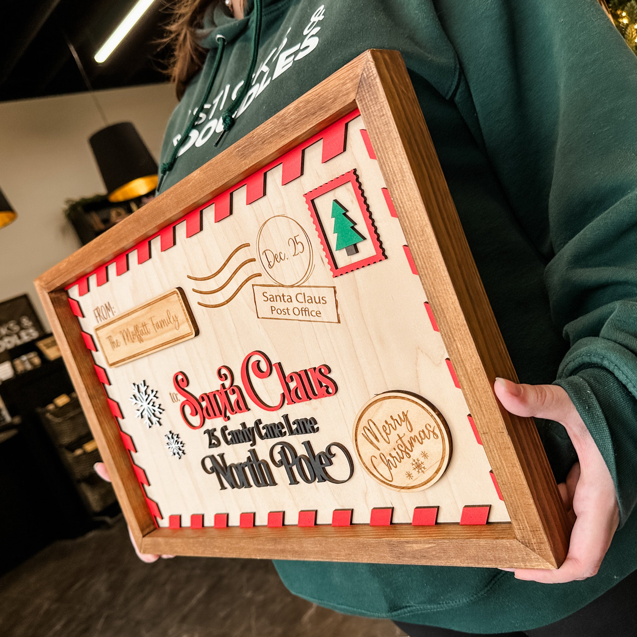 North Pole Postcard • 3D Wood Sign