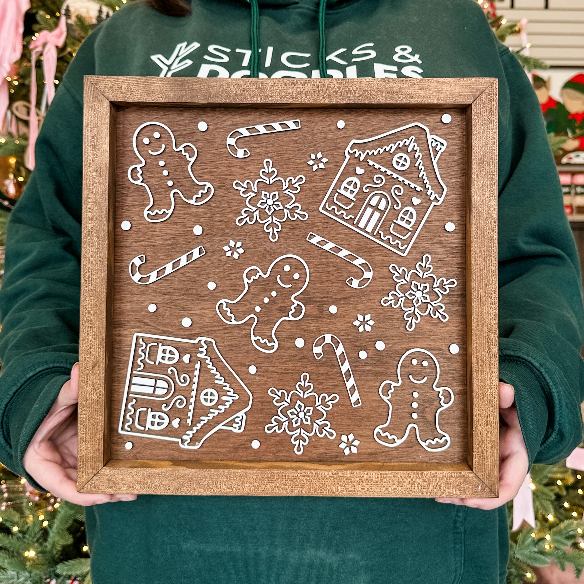 Gingerbread Pattern 12x12 Sign • Wood & Acrylic Artwork