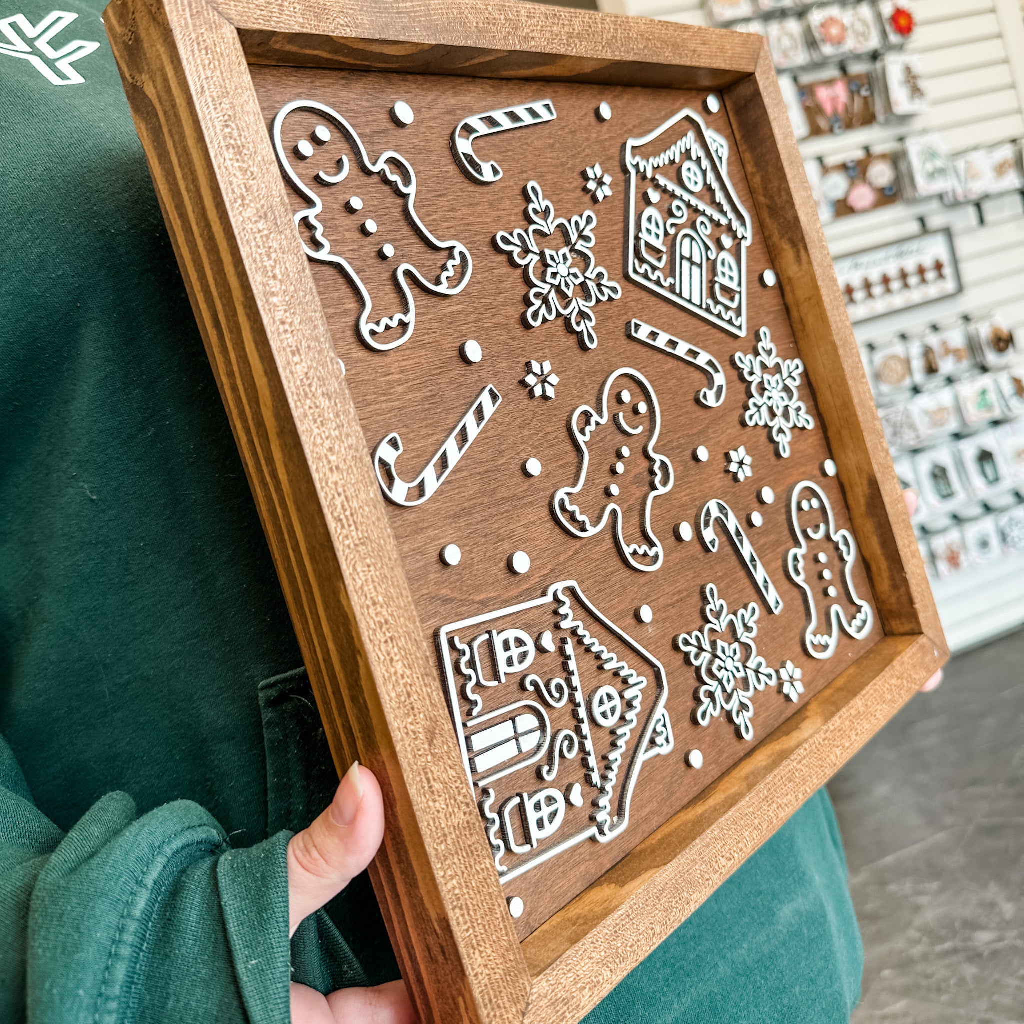 Gingerbread Pattern 12x12 Sign • Wood & Acrylic Artwork