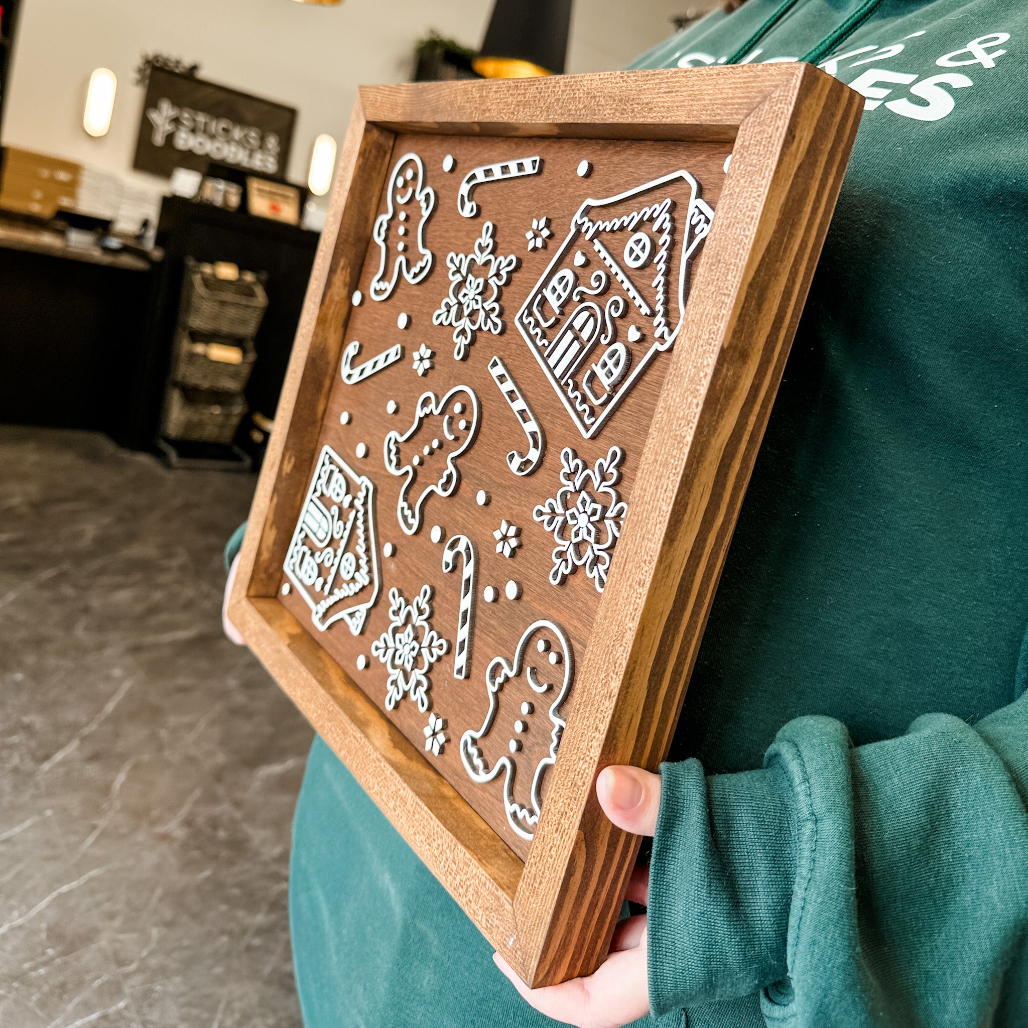 Gingerbread Pattern 12x12 Sign • Wood & Acrylic Artwork