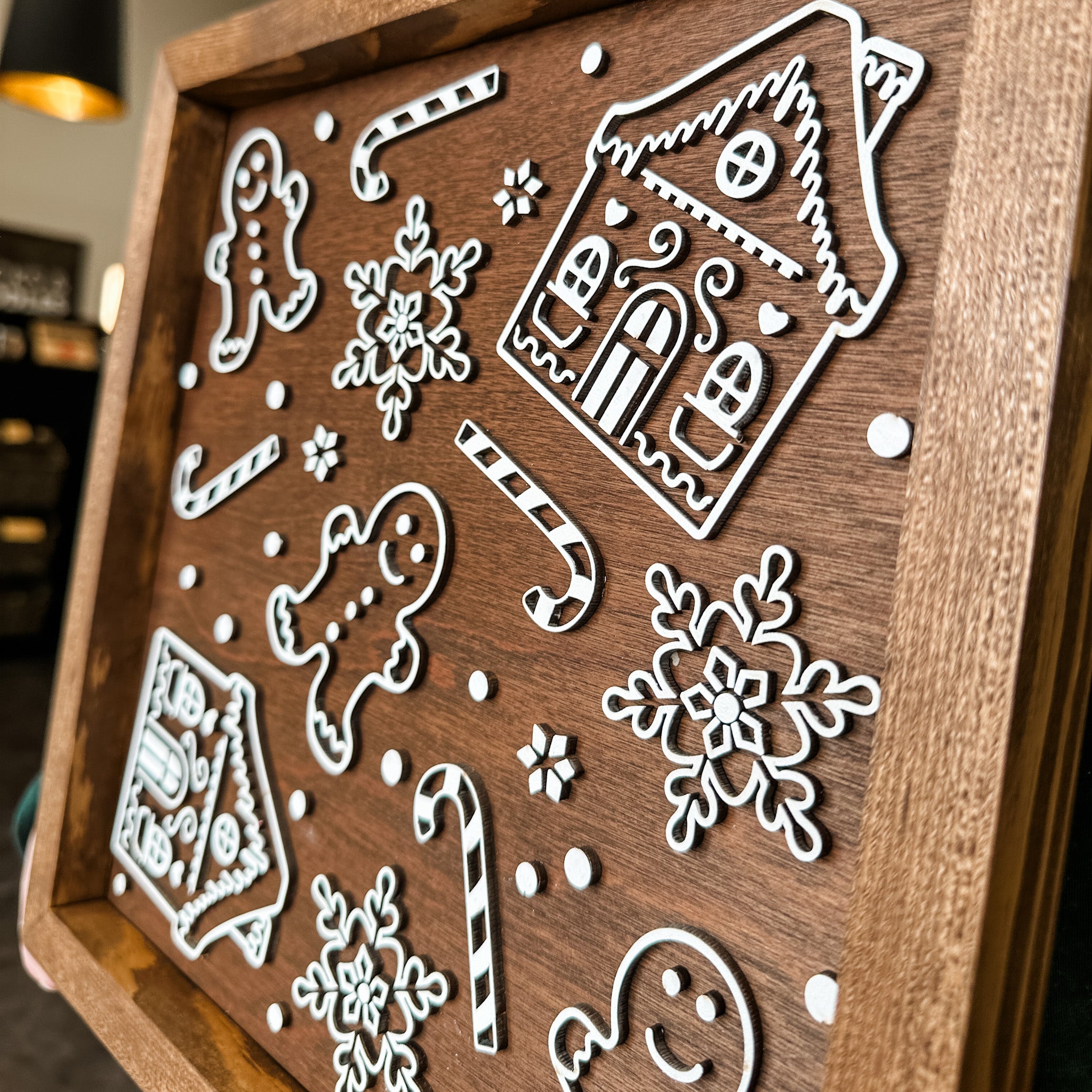 Gingerbread Pattern 12x12 Sign • Wood & Acrylic Artwork