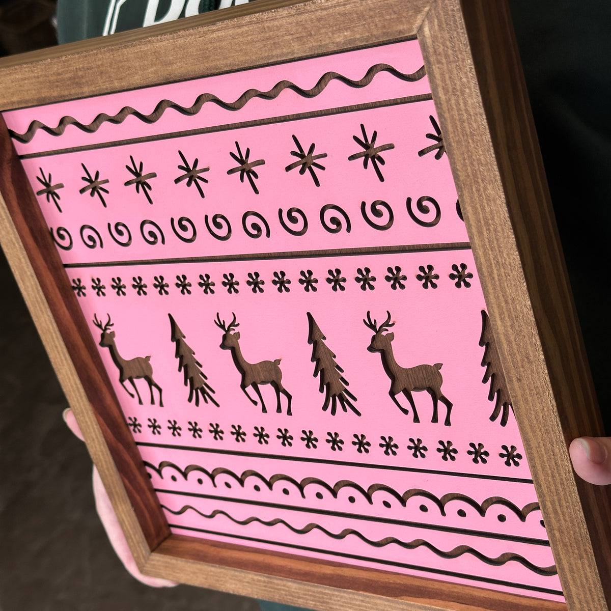 Framed Gingerbread & Reindeer Sign