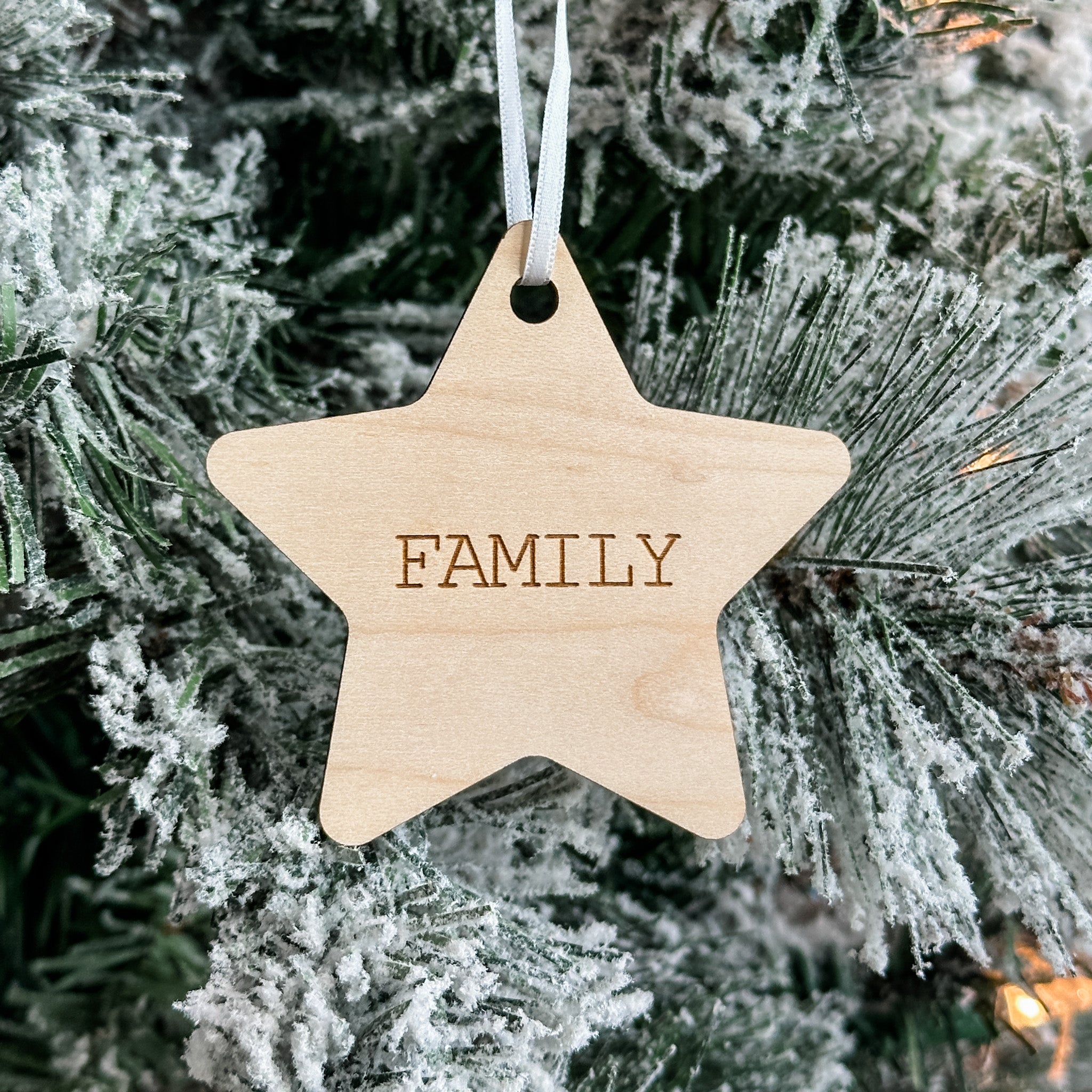 Classic Christmas Stars • Engraved Wood Ornament (Choose from 8!)