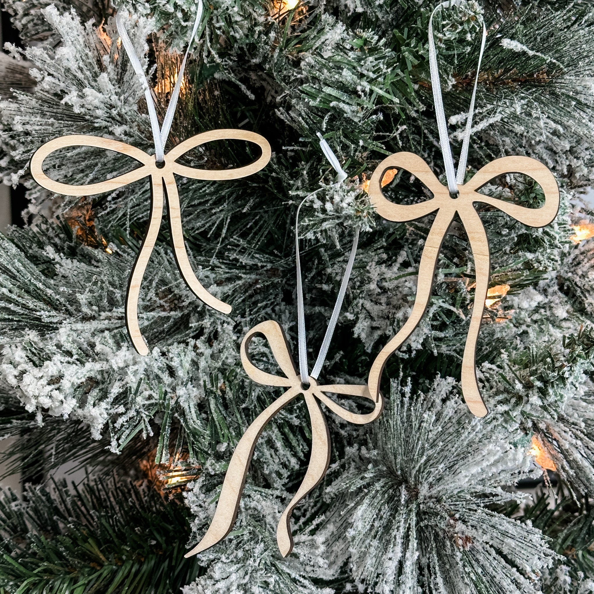 Dainty Bow Set • Wooden Ornaments • For Sisters & Friends
