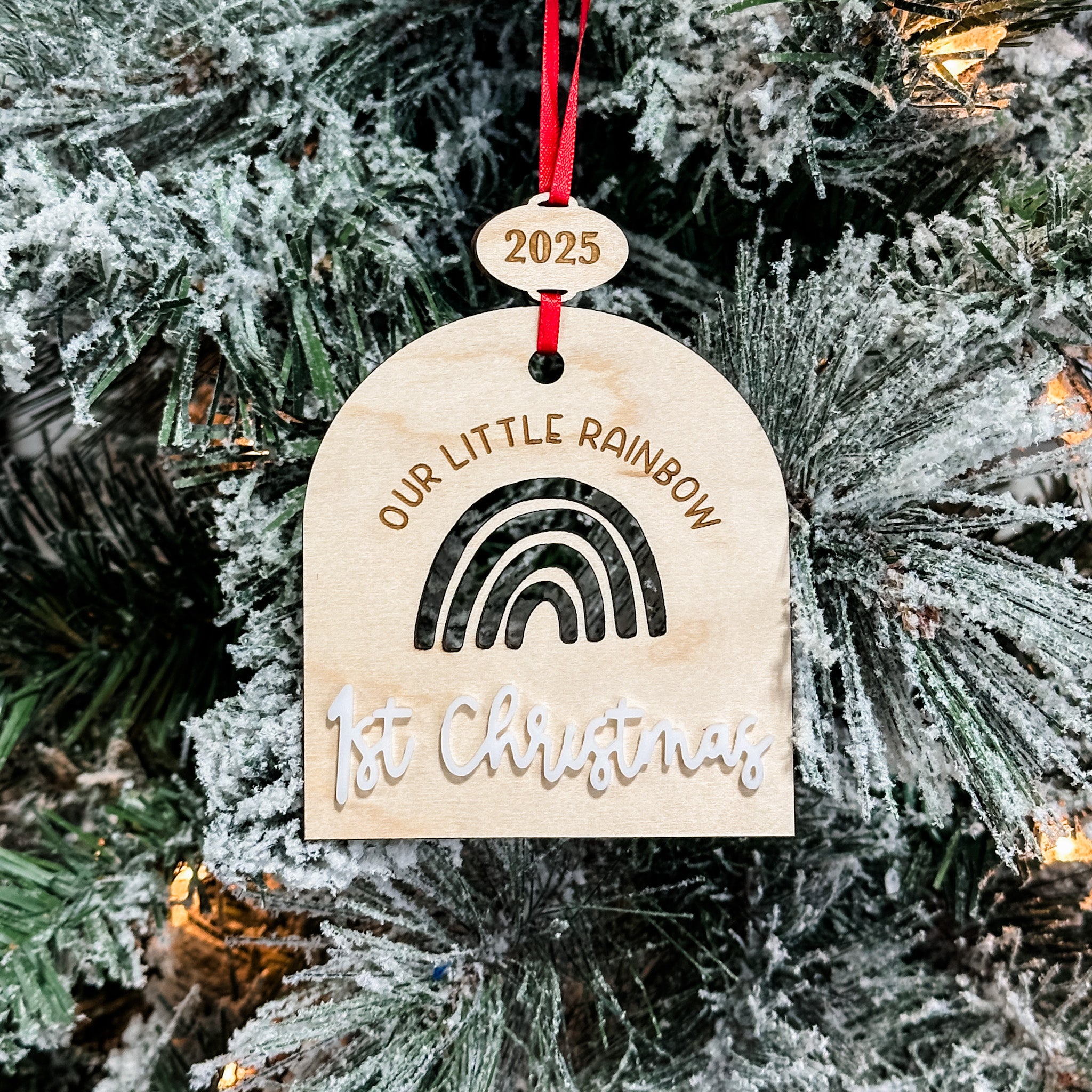 Our Little Rainbow's First Christmas • 3D Wood & Acrylic Ornament
