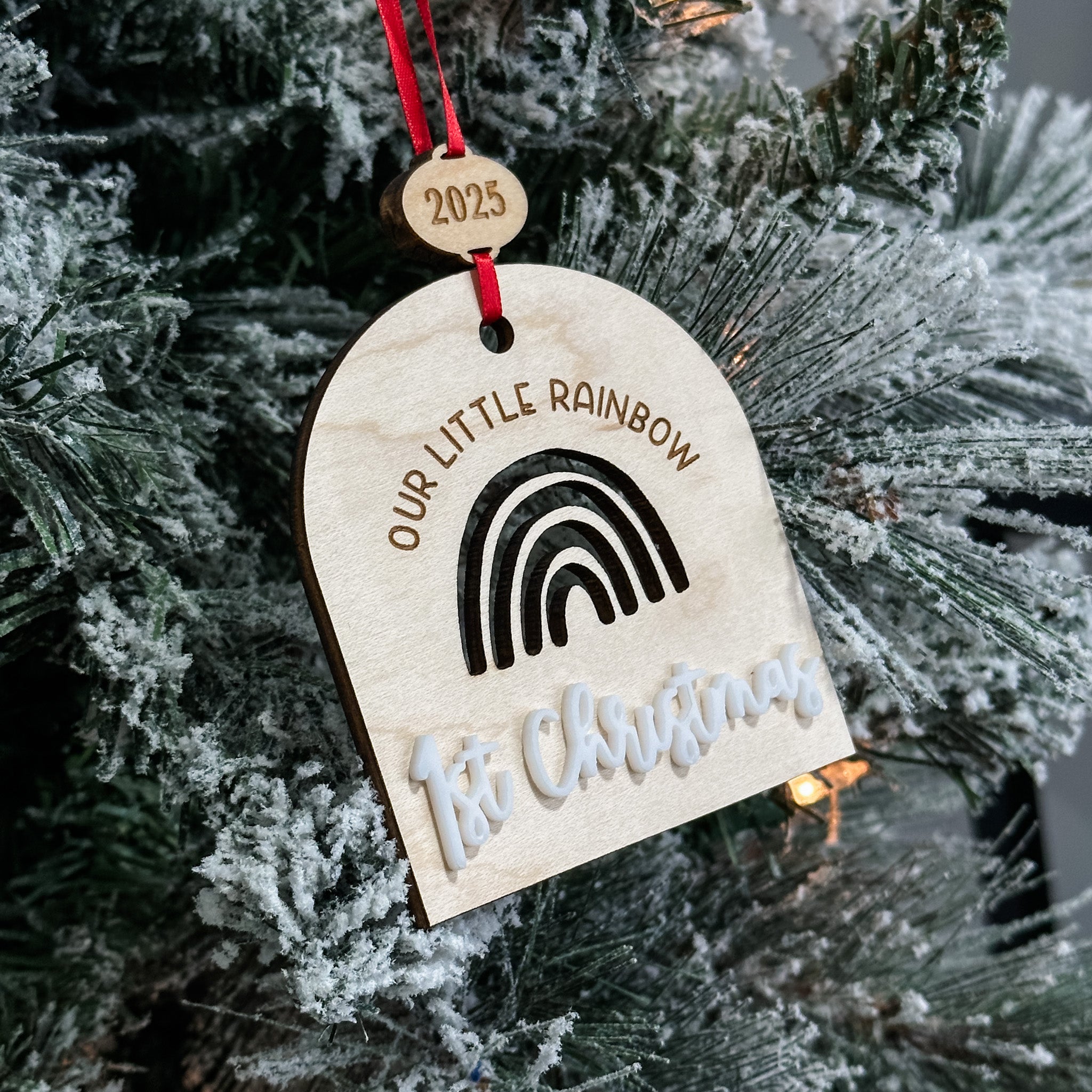 Our Little Rainbow's First Christmas • 3D Wood & Acrylic Ornament