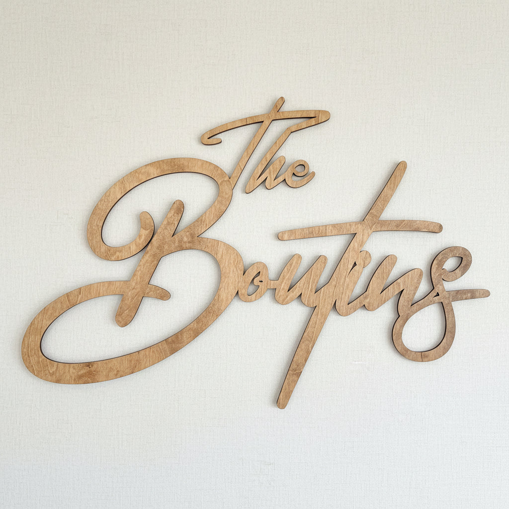 Floating Wood Last Name Sign