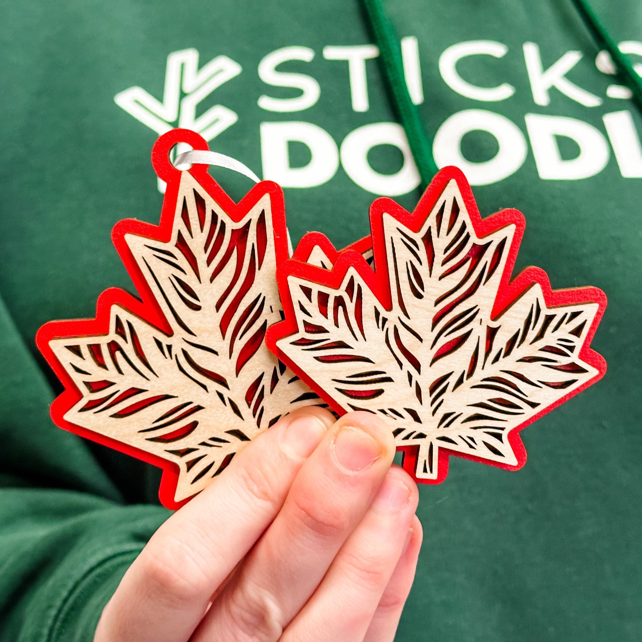 Canadian Maple Leaves • Wood Ornament or Magnet • For Those Who Love Canada