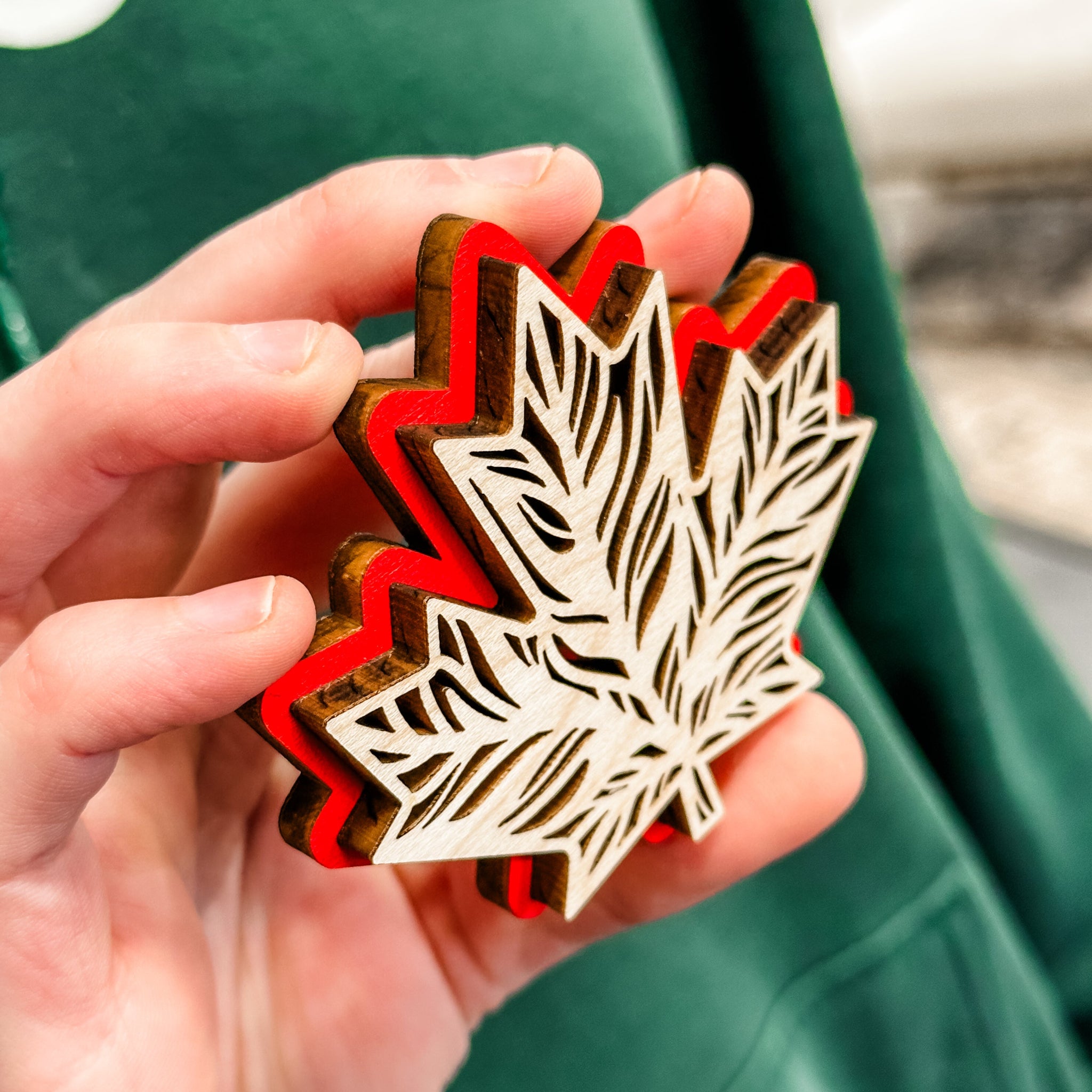 Canadian Maple Leaves • Wood Ornament or Magnet • For Those Who Love Canada