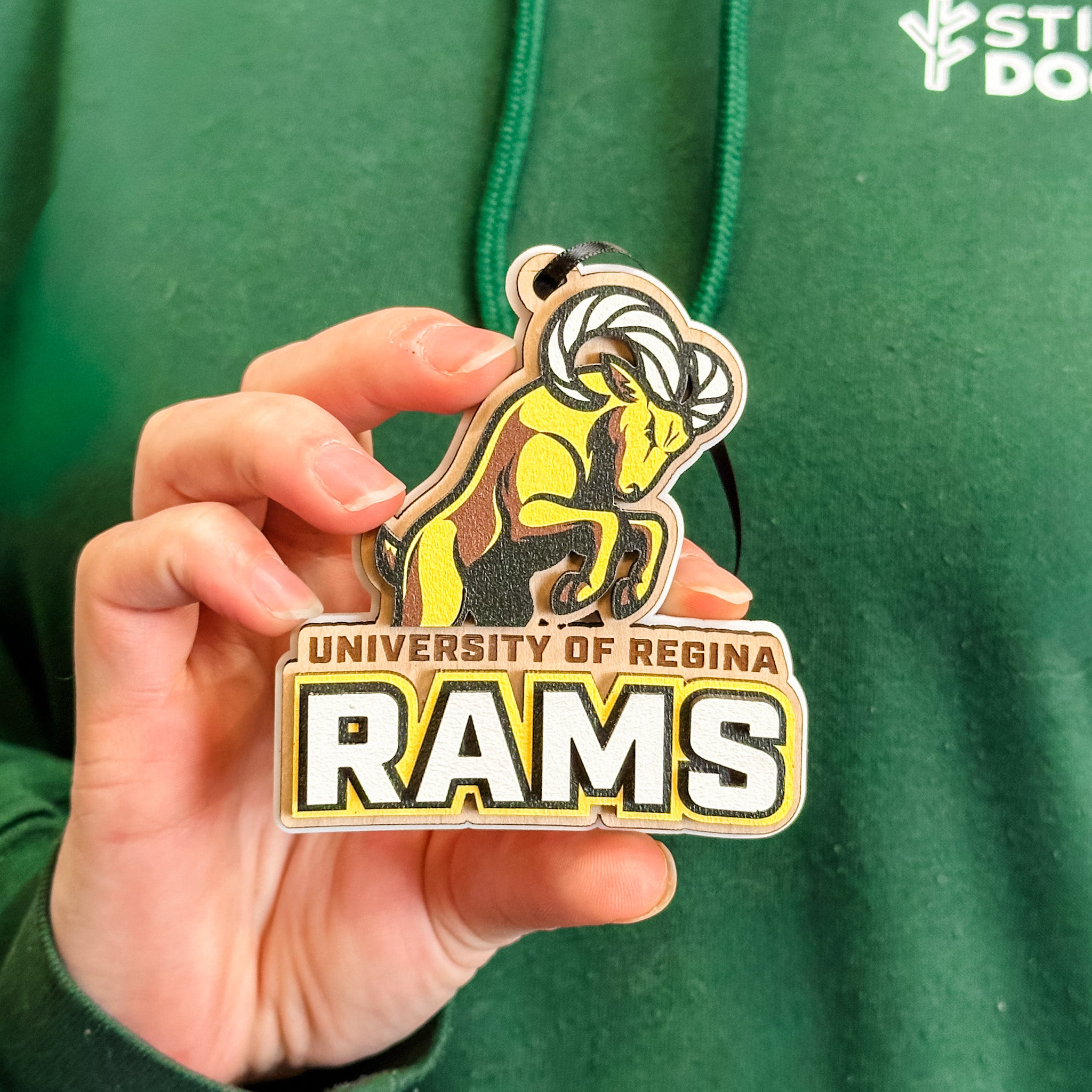 University of Regina Rams • 3D Wood/Acrylic Ornaments • For Students & Proud Parents