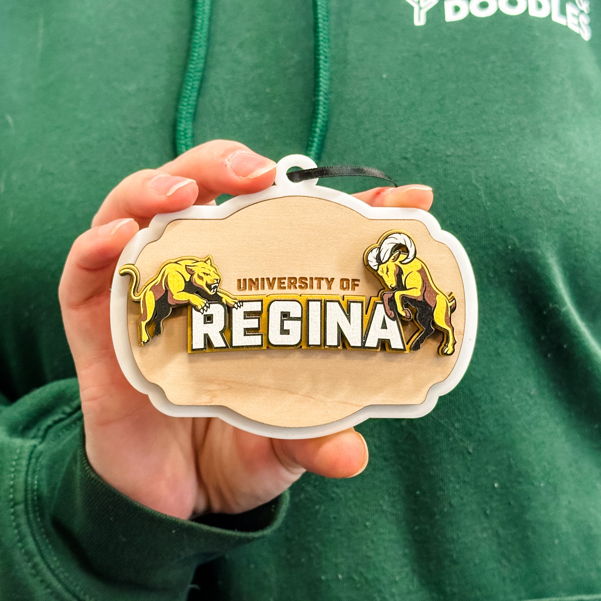 University of Regina Athletics • 3D Wood/Acrylic Ornament • For Students and Proud Parents